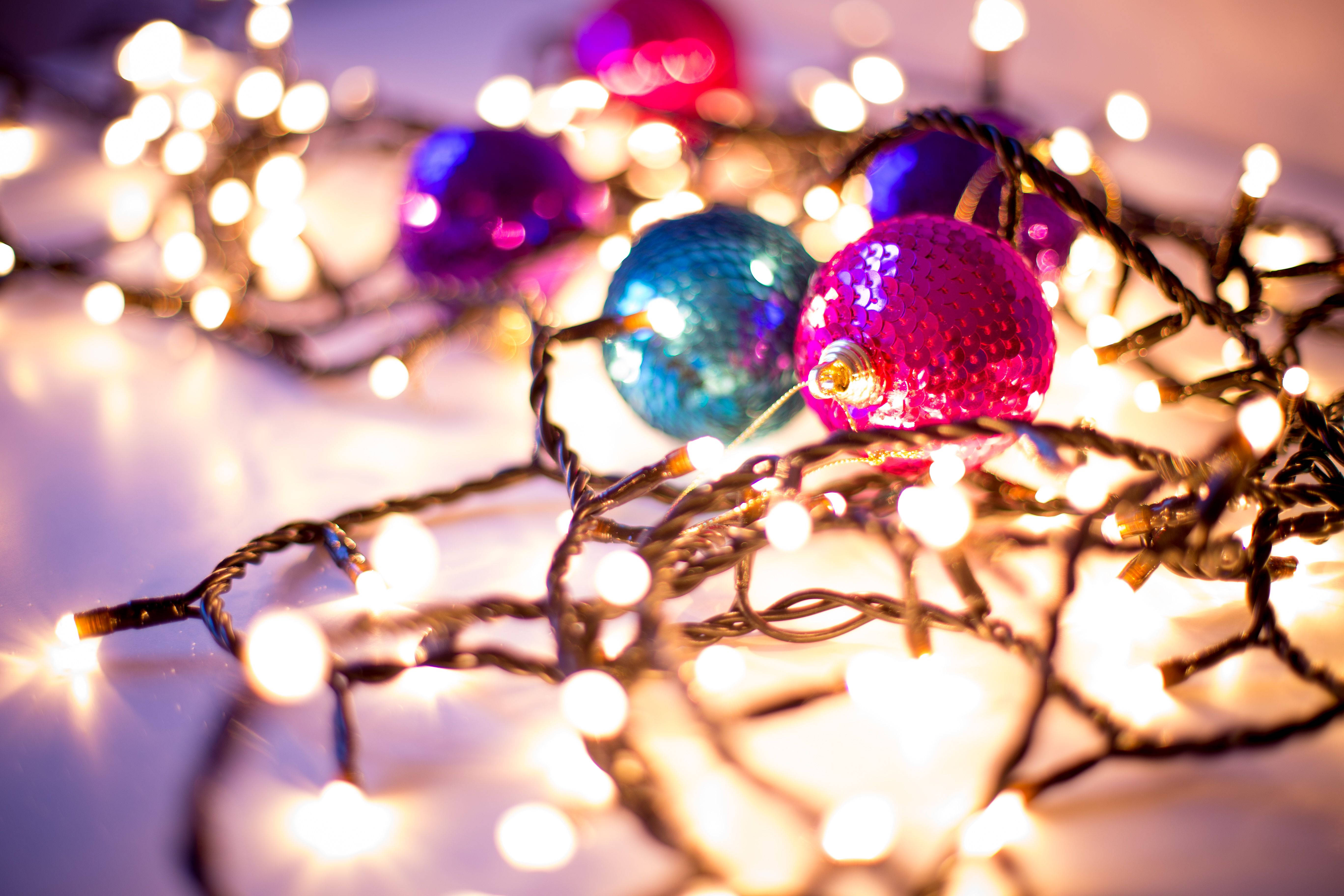 Holiday Lights And Balls Background