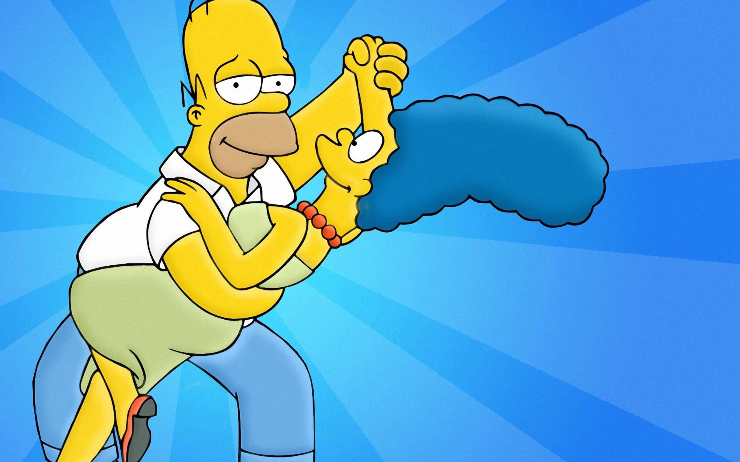 Homer And Marge Simpson Blue Background