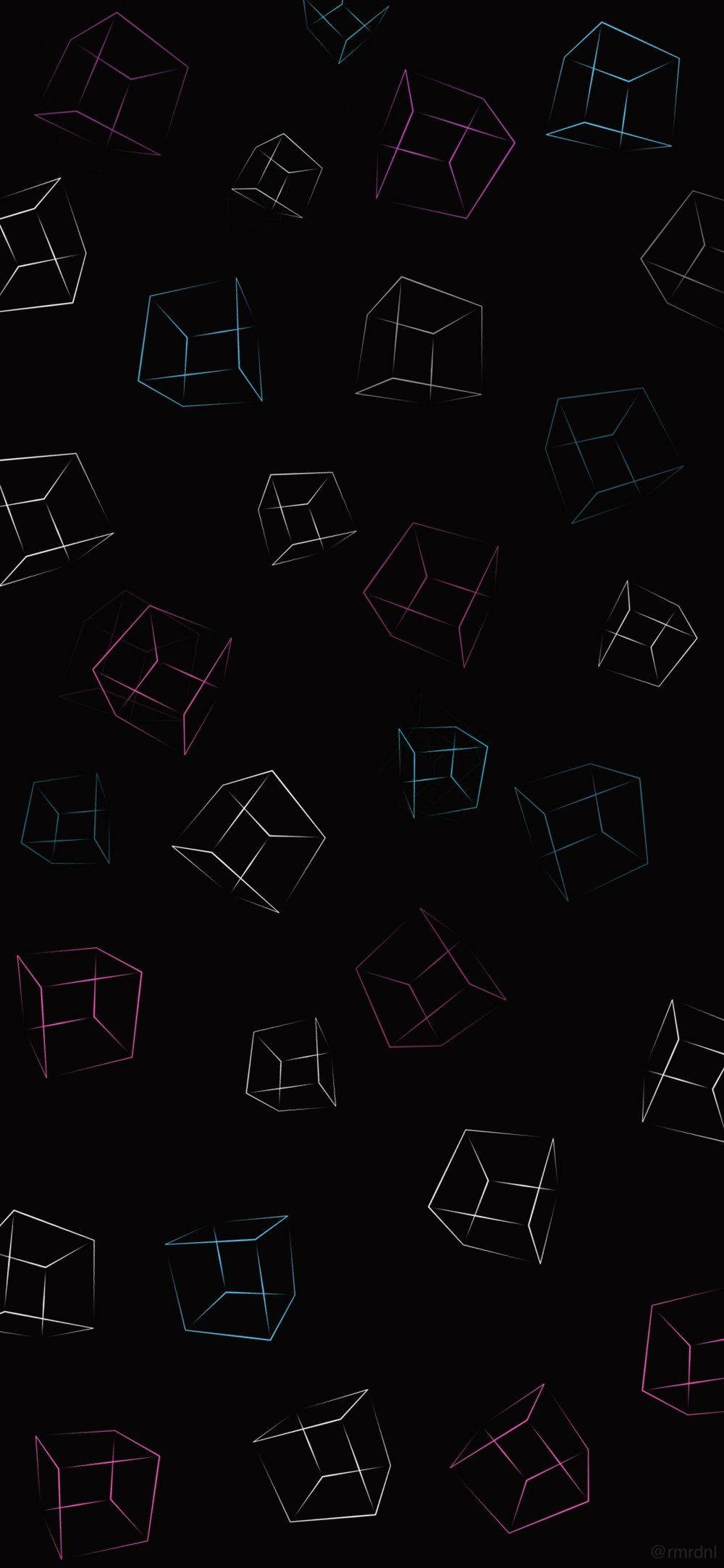 Iphone Xr Black Minimal Cubes Background