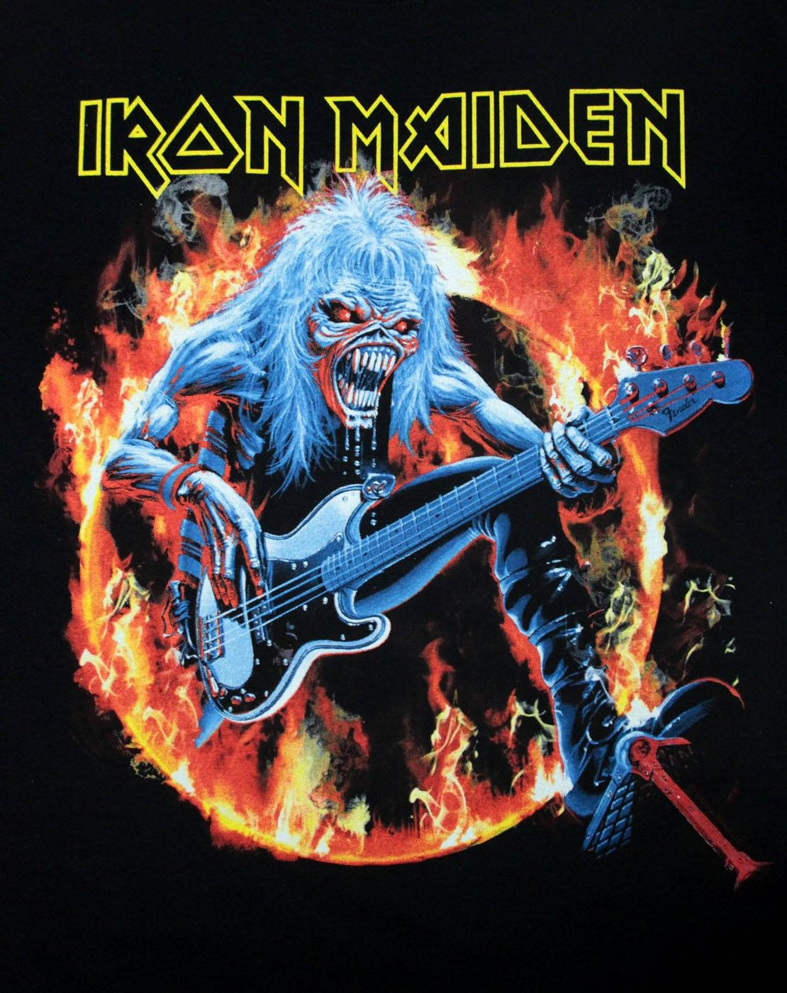 Iron Maiden Eddie With Guitar Background