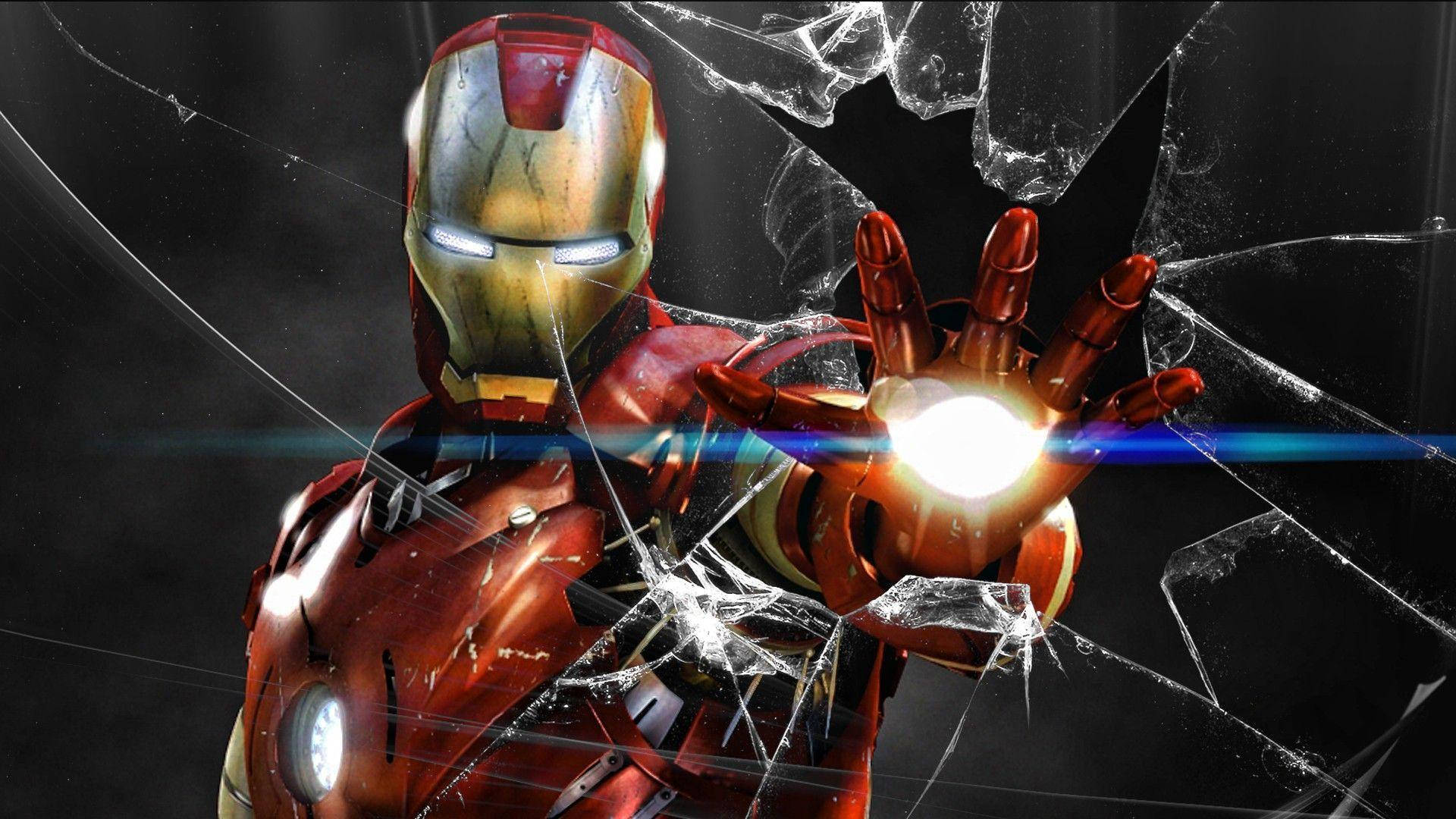 Iron Man Cracked Screen Background