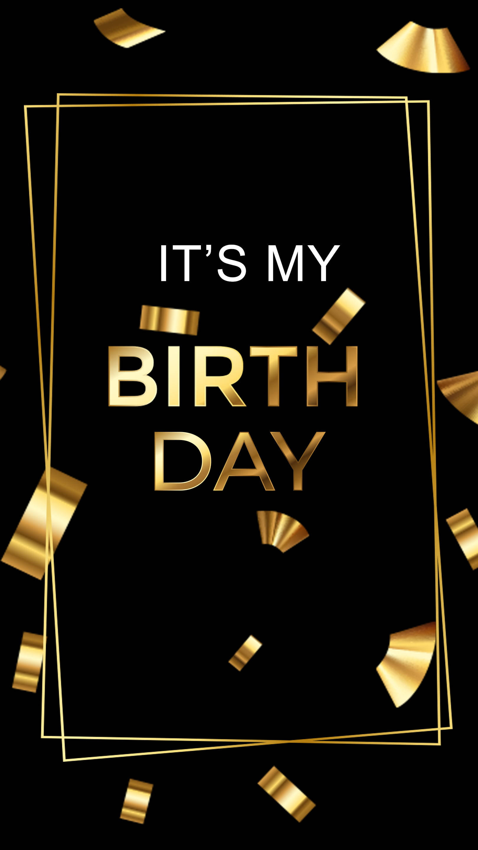 Download It's My Birthday Greeting In Black And Gold Wallpaper | Wallpapers .com