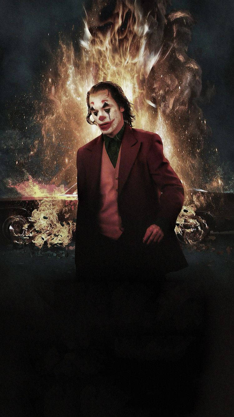 Joker 2019 Car On Fire Background