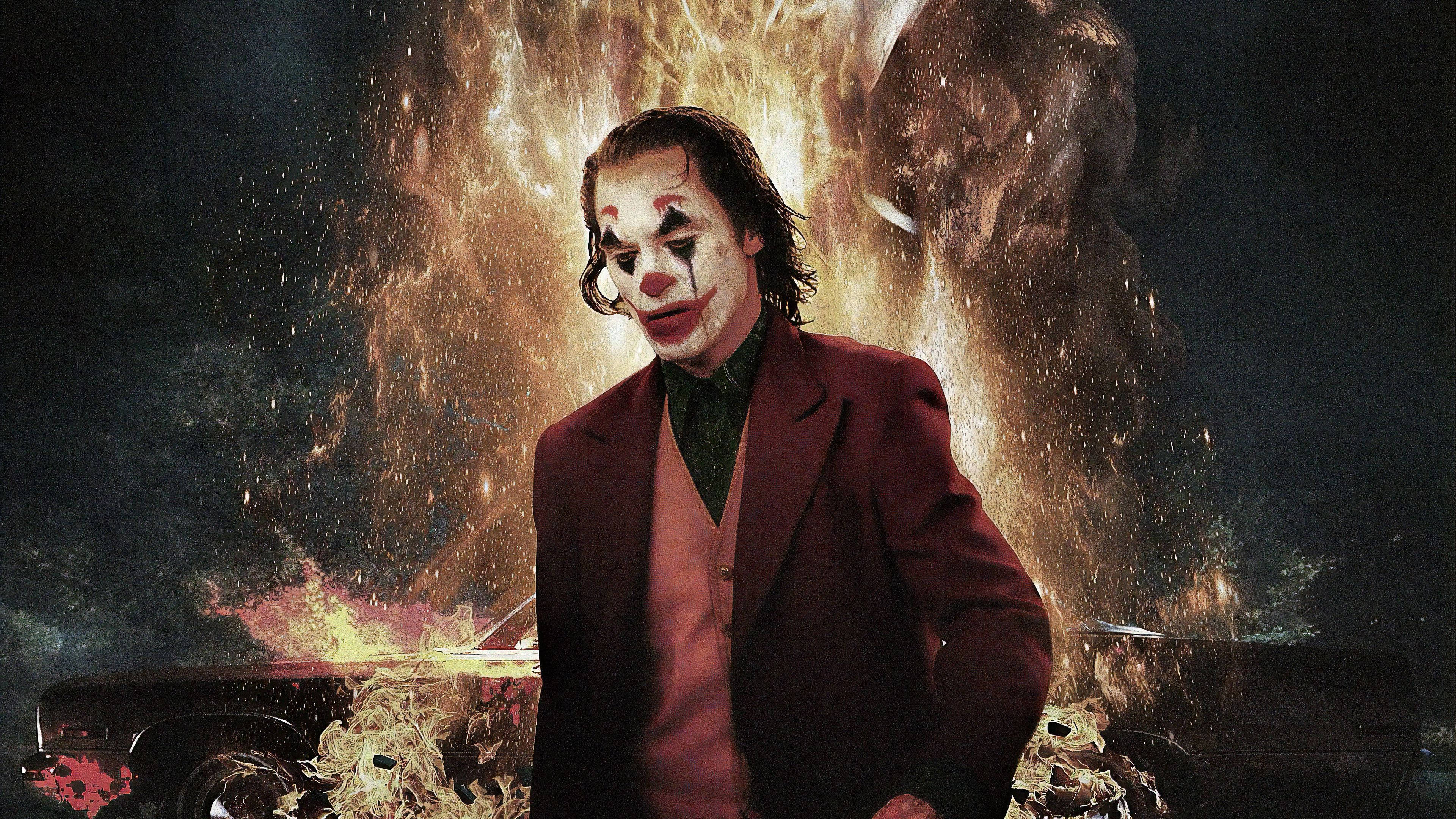 Joker 2019 On Fire Background Background