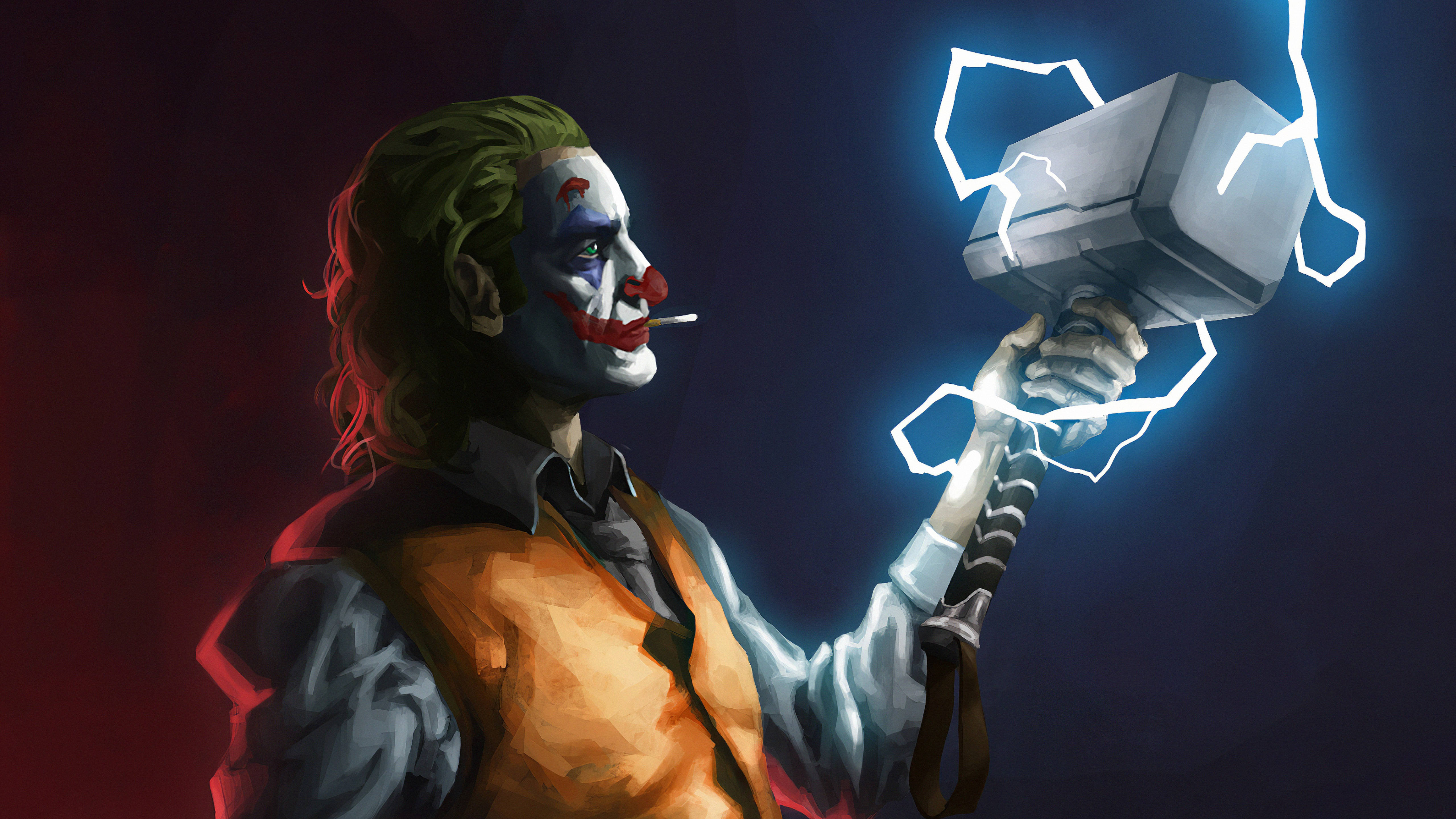 Download Joker Thor Hammer Art Wallpaper 