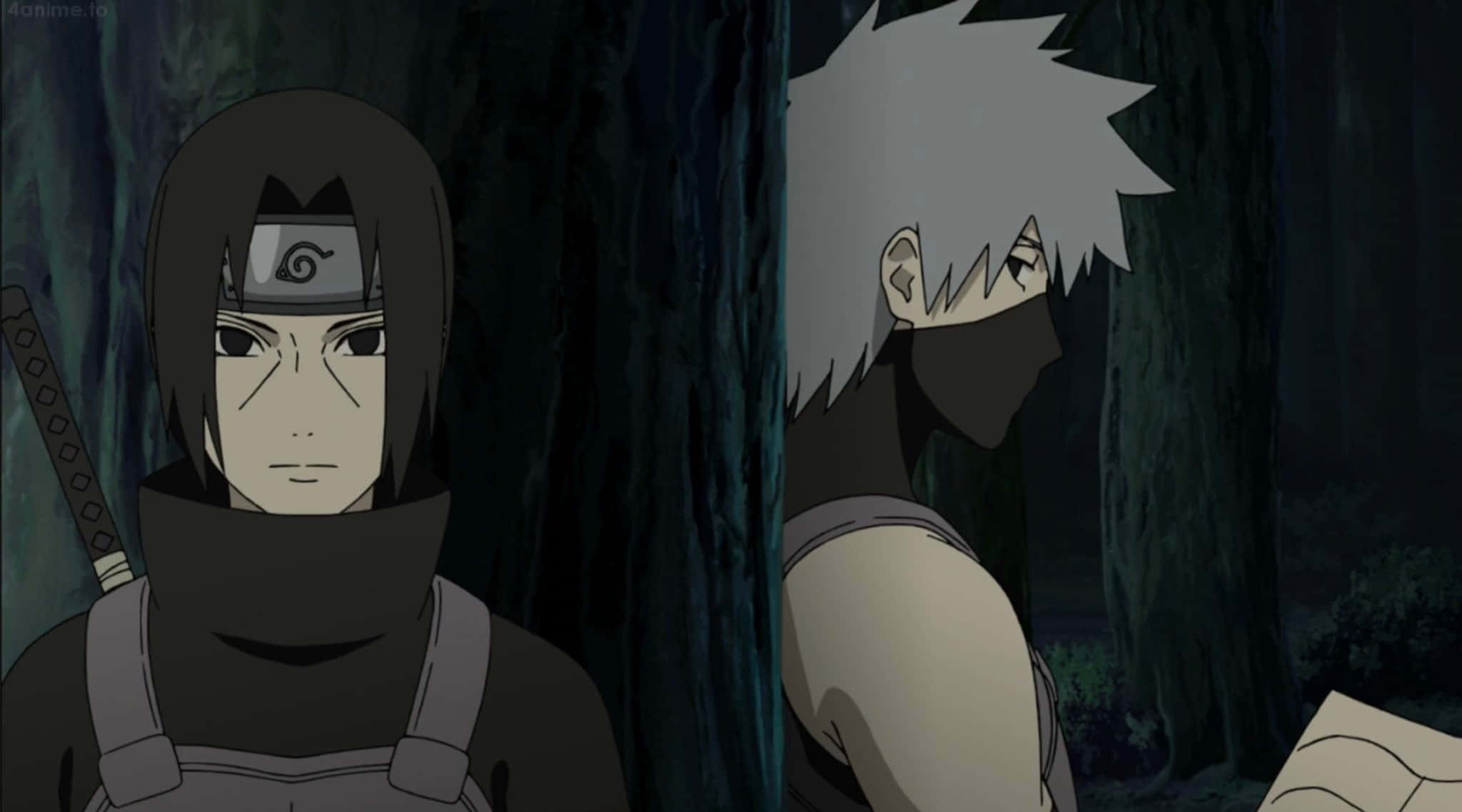 Download Intense Encounter - Kakashi And Itachi Face Off In A High 