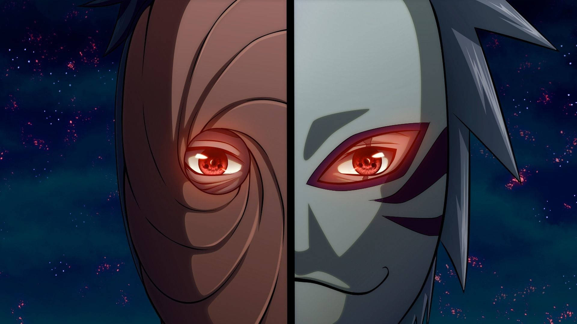 Kakashi And Obito Masks Fan Art Background
