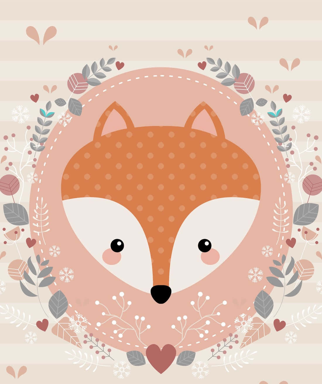 Download Caption: Adorable Kawaii Fox Illustration Wallpaper