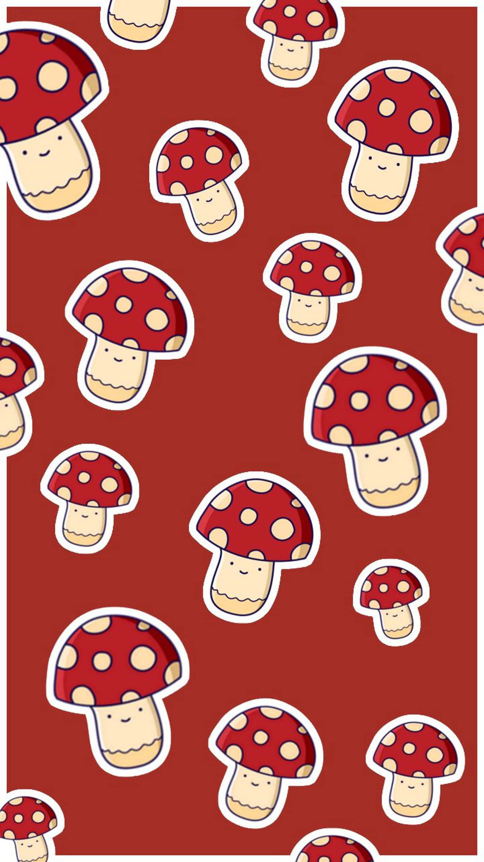 Download Adorable Kawaii Mushroom Illustration Wallpaper | Wallpapers.com