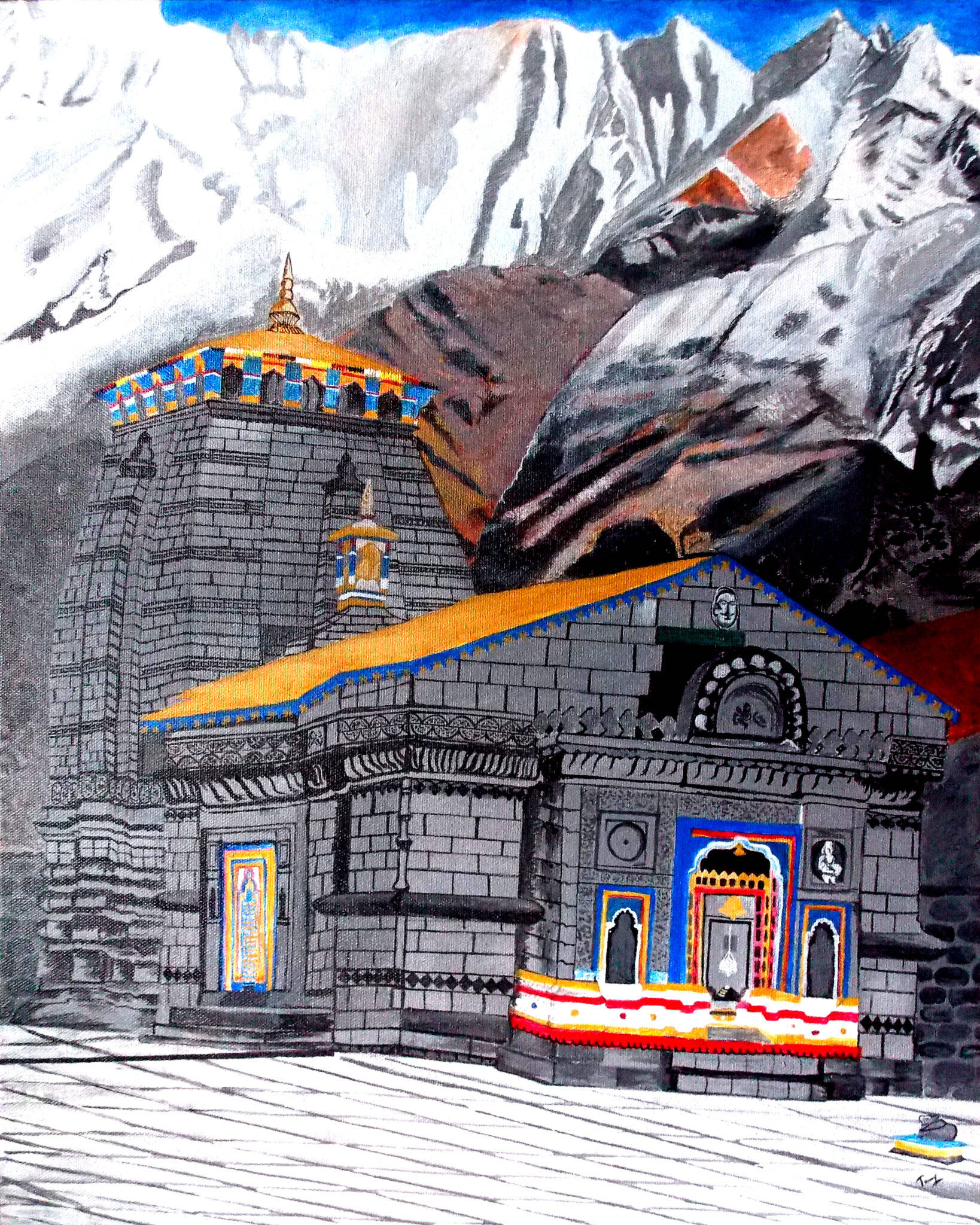 Download Kedarnath Temple 4k Illustration Wallpaper 