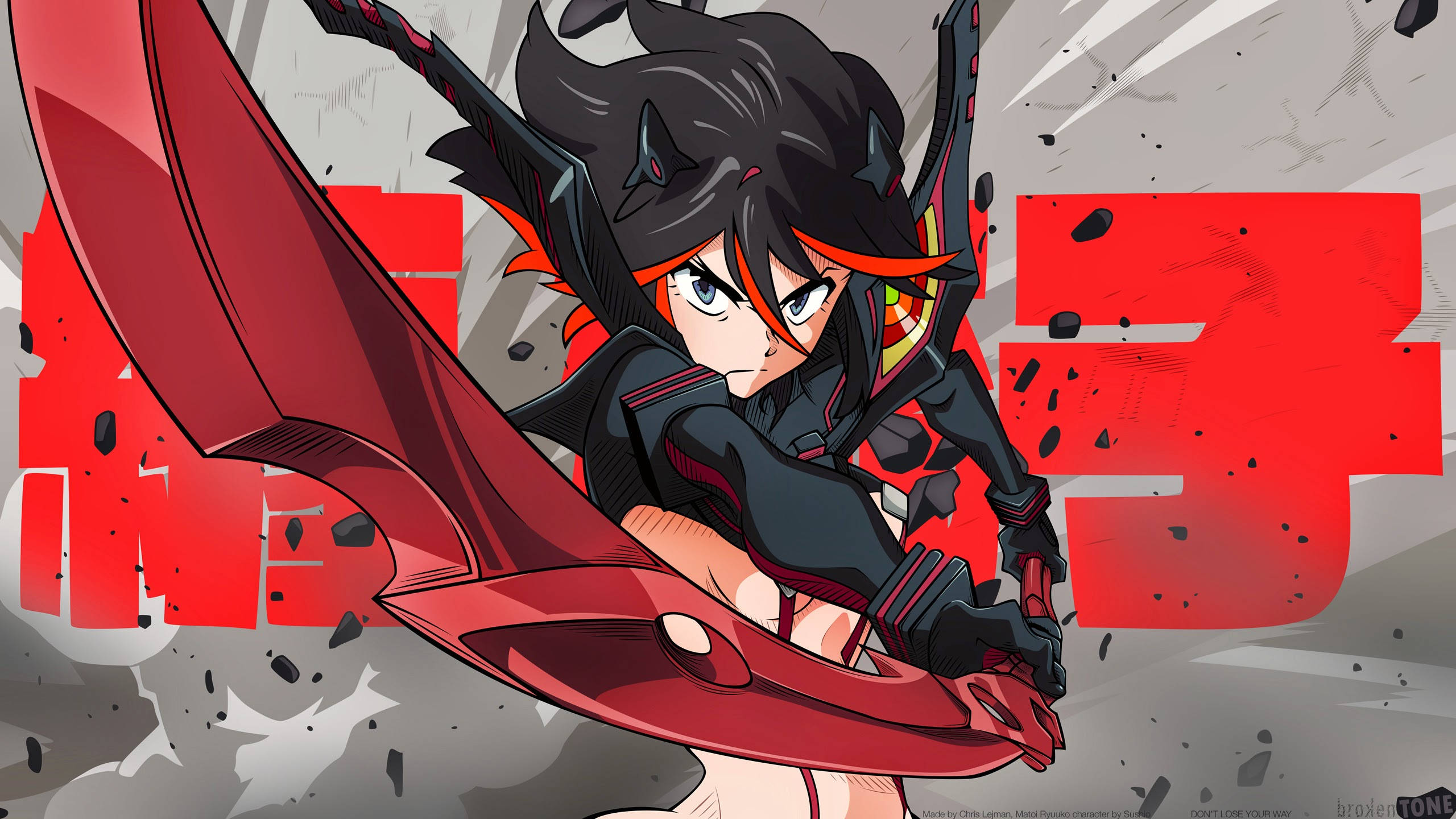 Kill La Kill Ryuko And Japanese Font Background