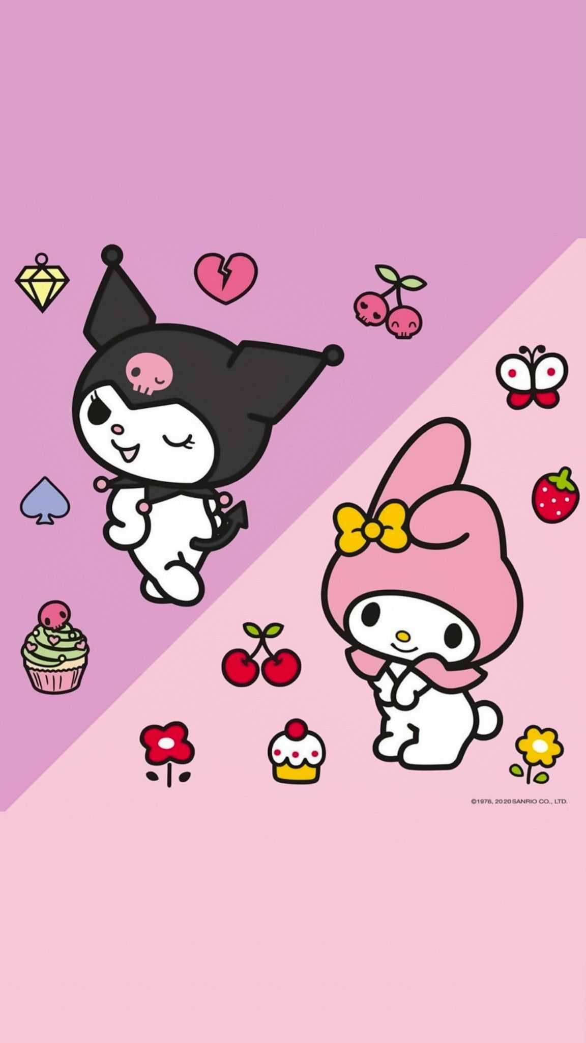 Download Kuromi And Melody The Sanrio Duo Wallpaper | Wallpapers.com