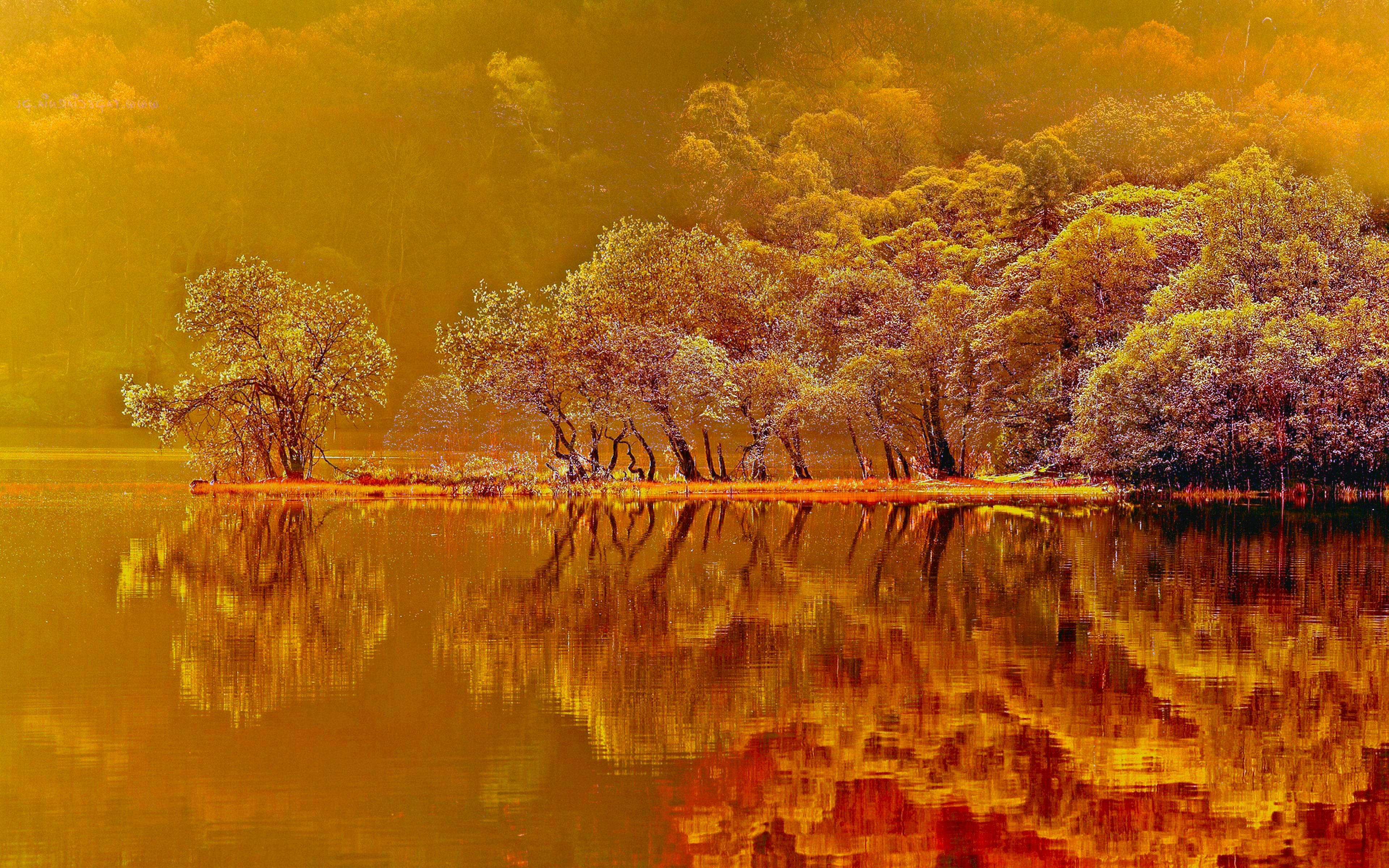 Lake And Trees Fall Background