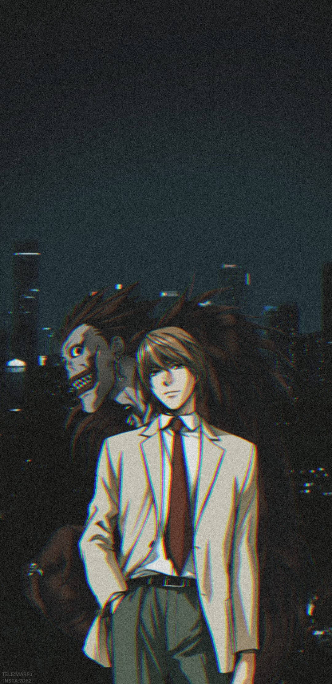 Download Light, Ryuk, And City Death Note Phone Wallpaper 