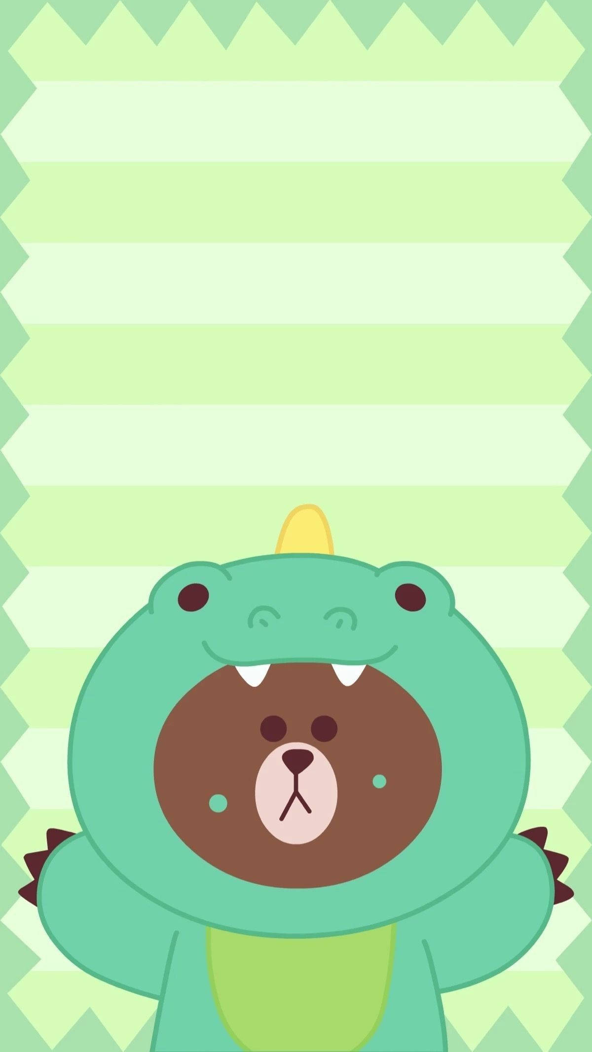 Download Line Friends Brown In Dinosaur Costume Wallpaper Wallpapers Com