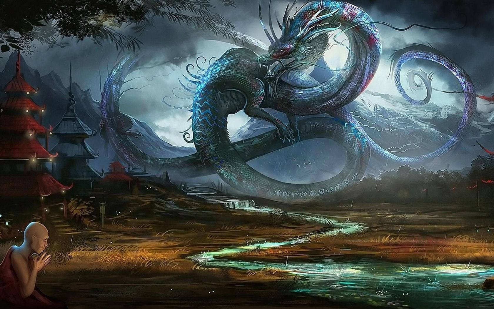 Loong Chinese Dragon Artwork Background