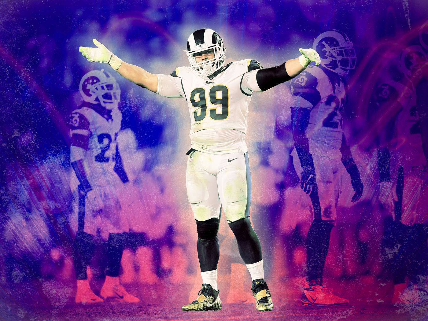 Download Los Angeles Rams Aaron Donald White Jersey Digital Painting ...