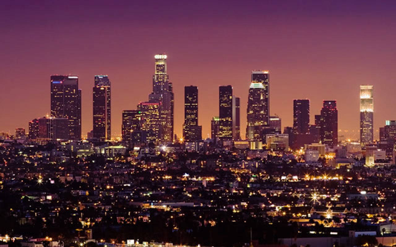Los Angeles Skyline At Night Background