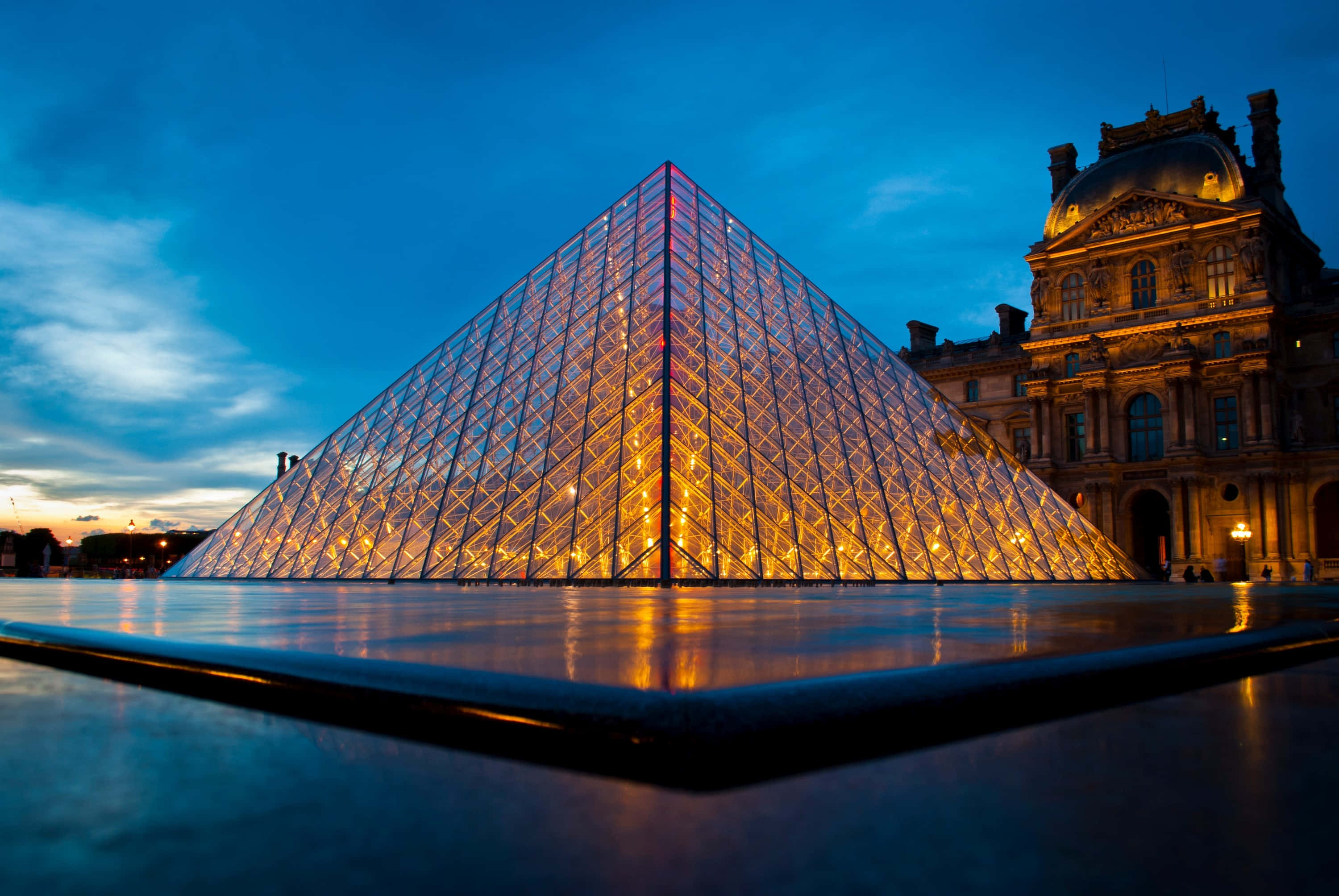 Download Red Lightning Louvre Museum Wallpaper | Wallpapers.com