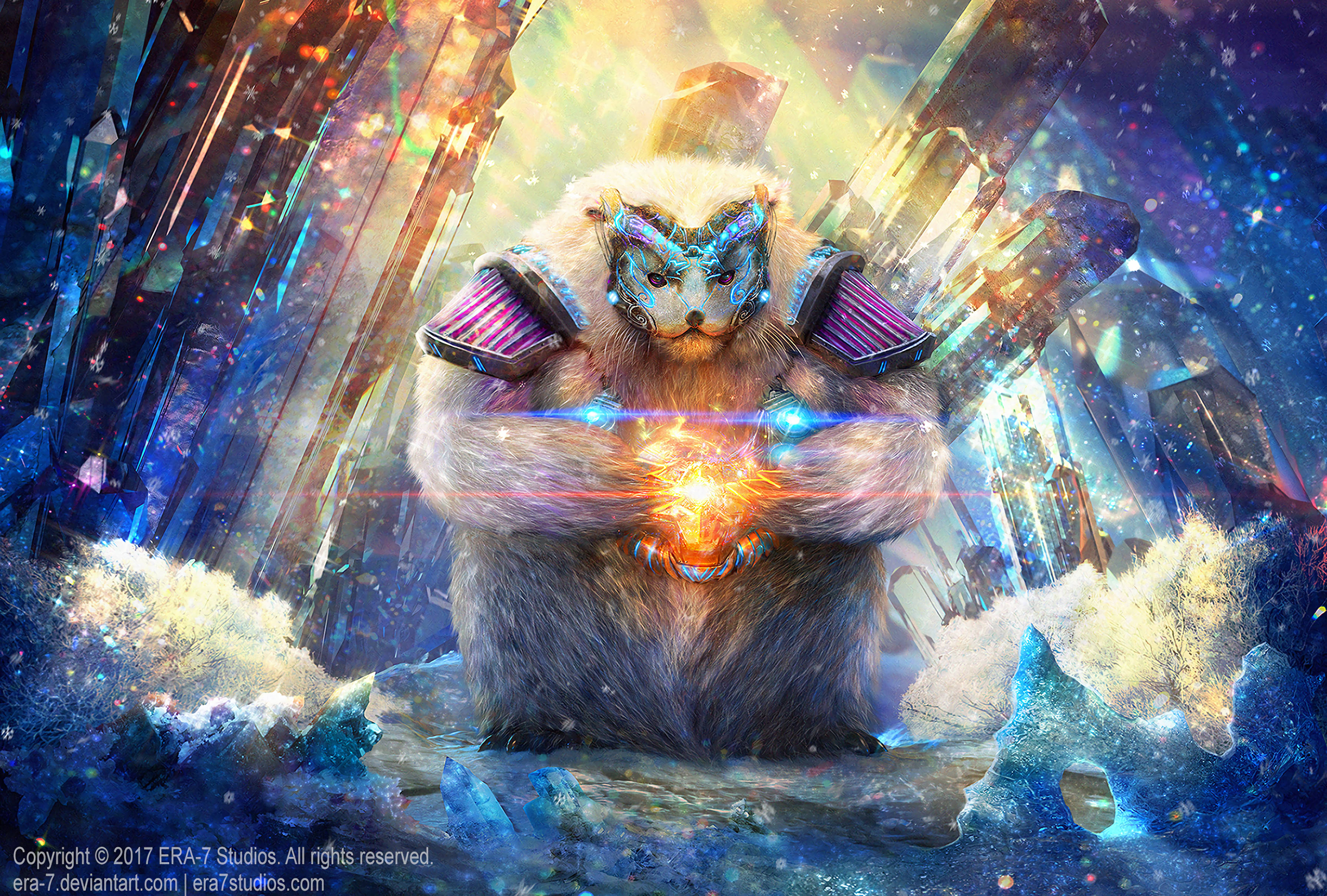 Magic Crystal Of Armored Polar Bear Background
