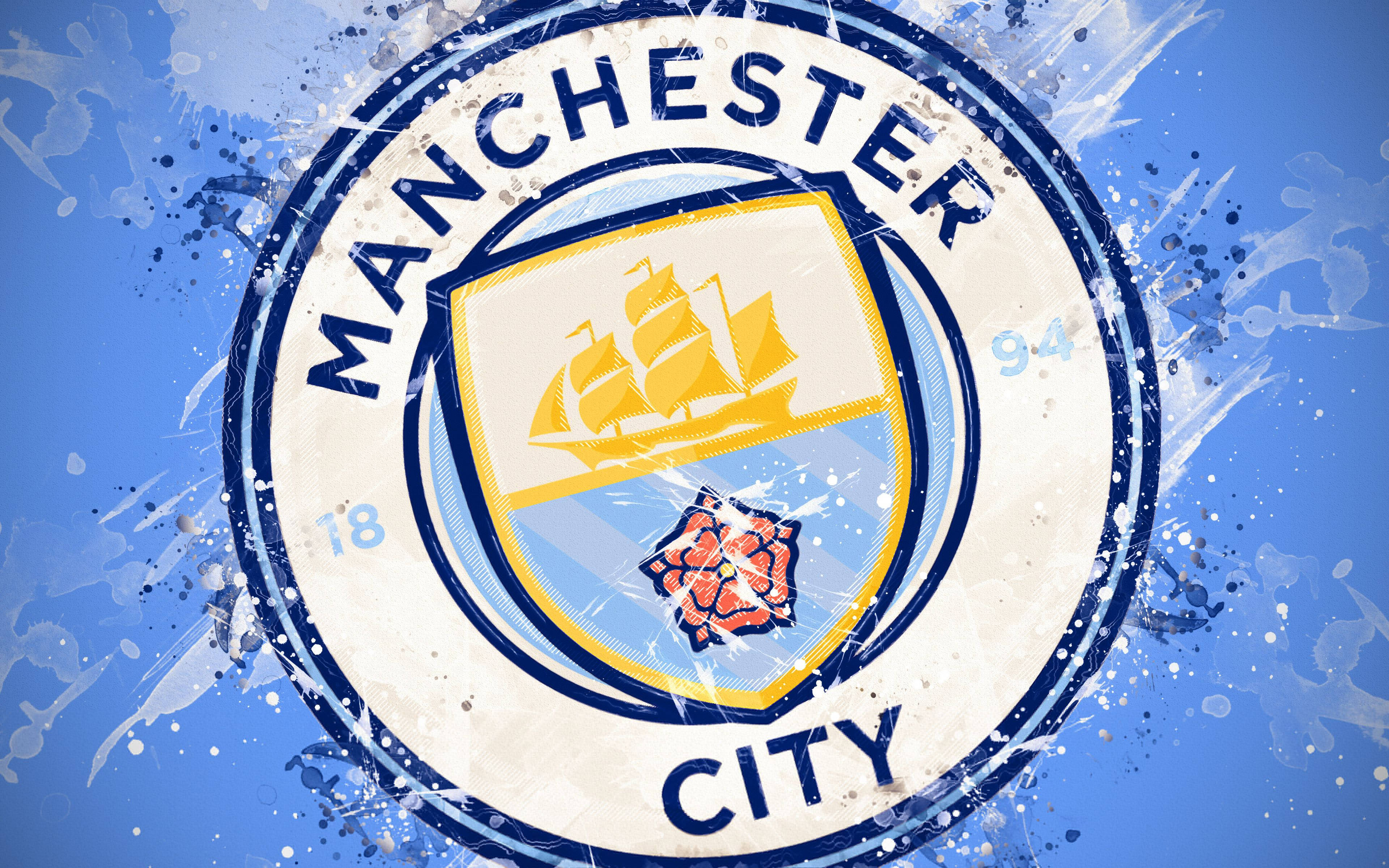 Download Manchester City Logo Maling Æstetisk Wallpaper | Wallpapers.com