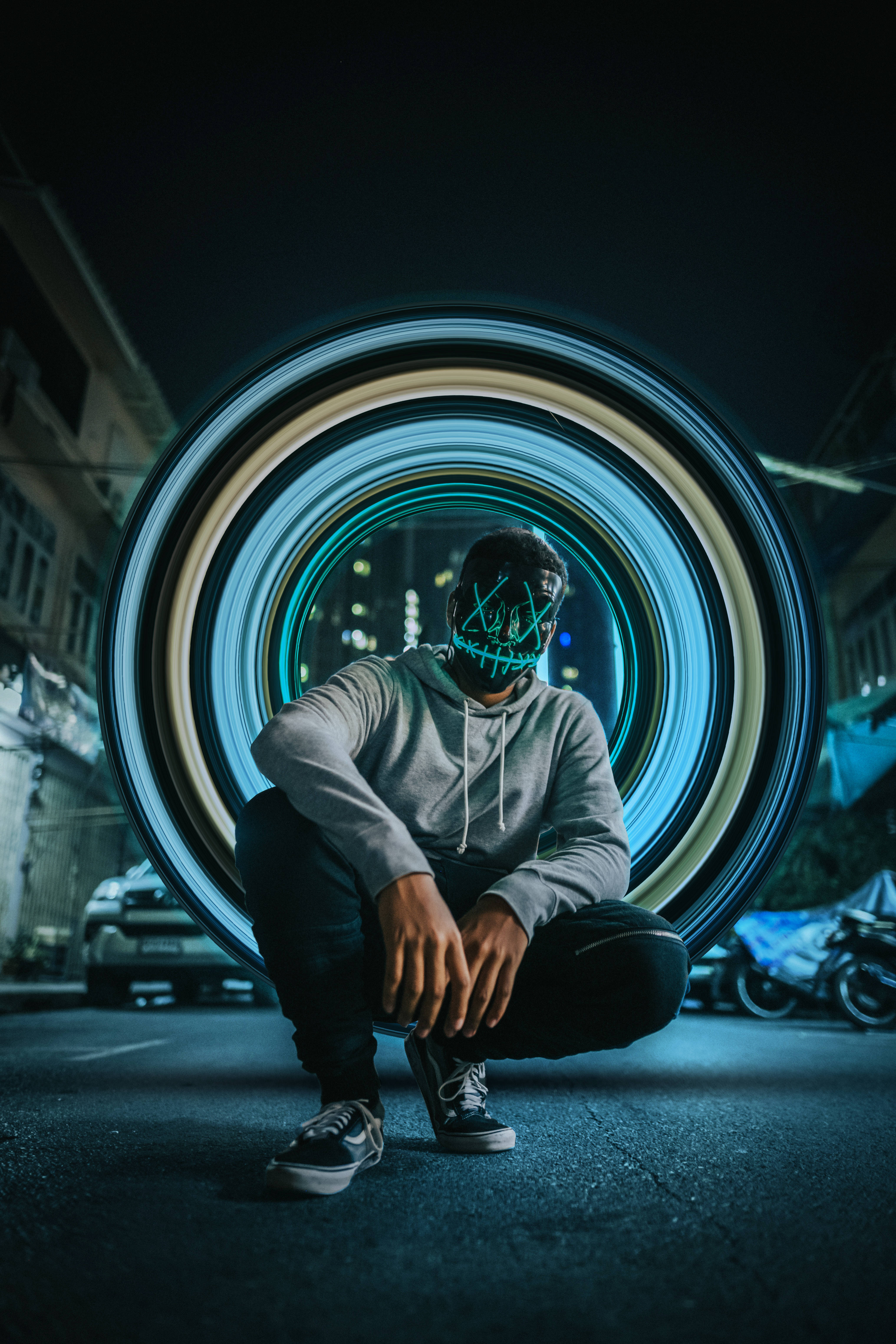 Masked Man In Portal Background