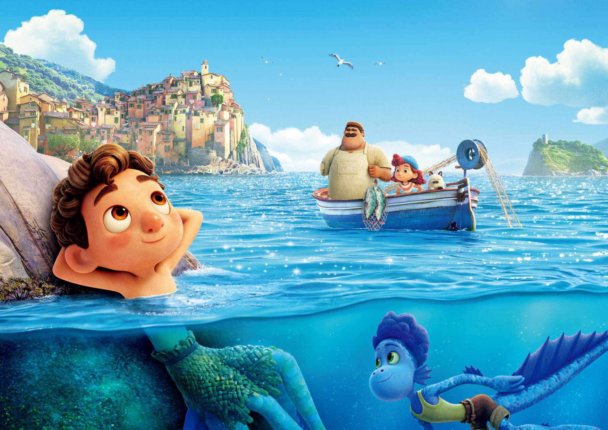 Download Massimo Fishing Pixar Luca Wallpaper 