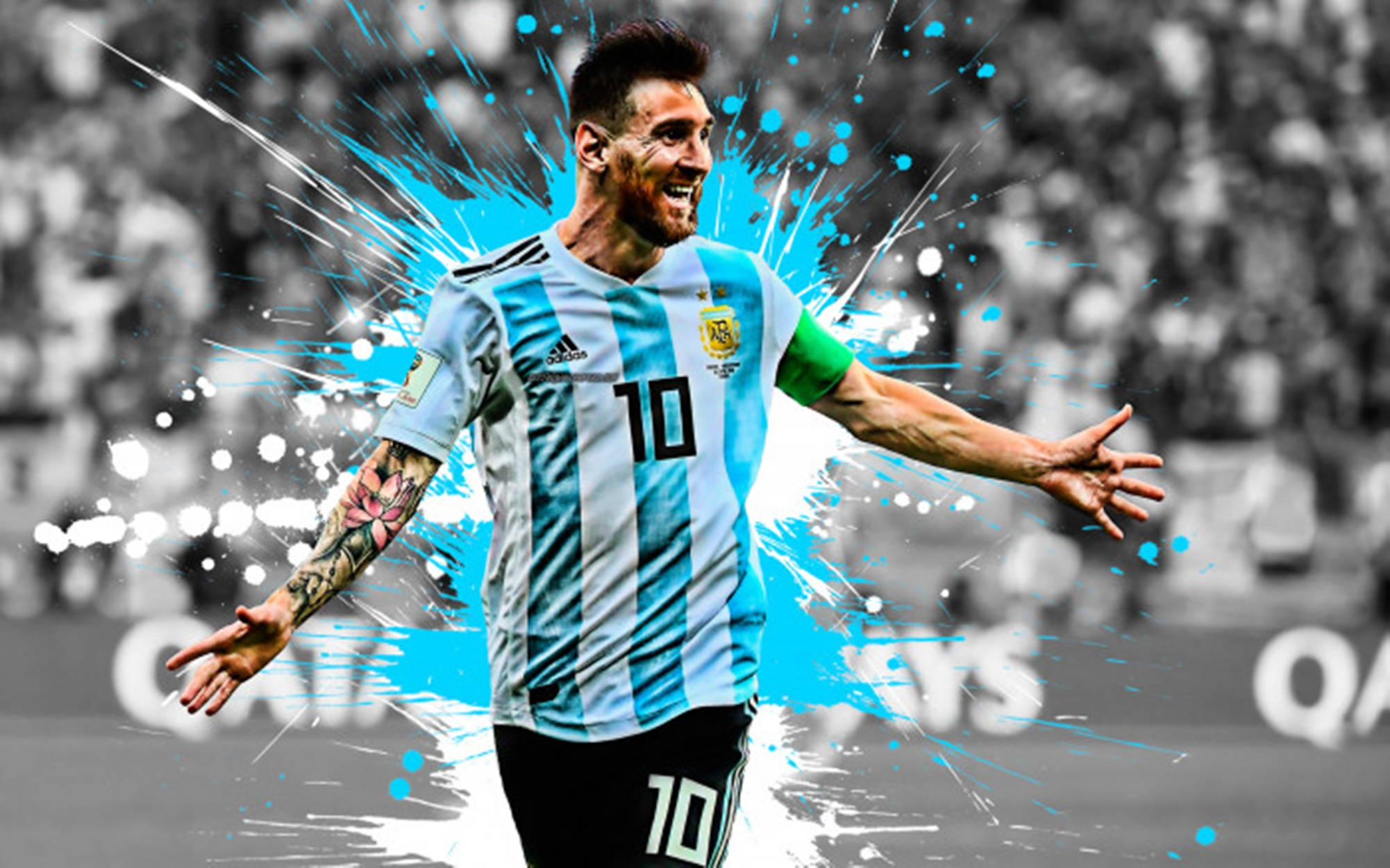 Download Messi Argentina Blue And White Splash Wallpaper | Wallpapers.com