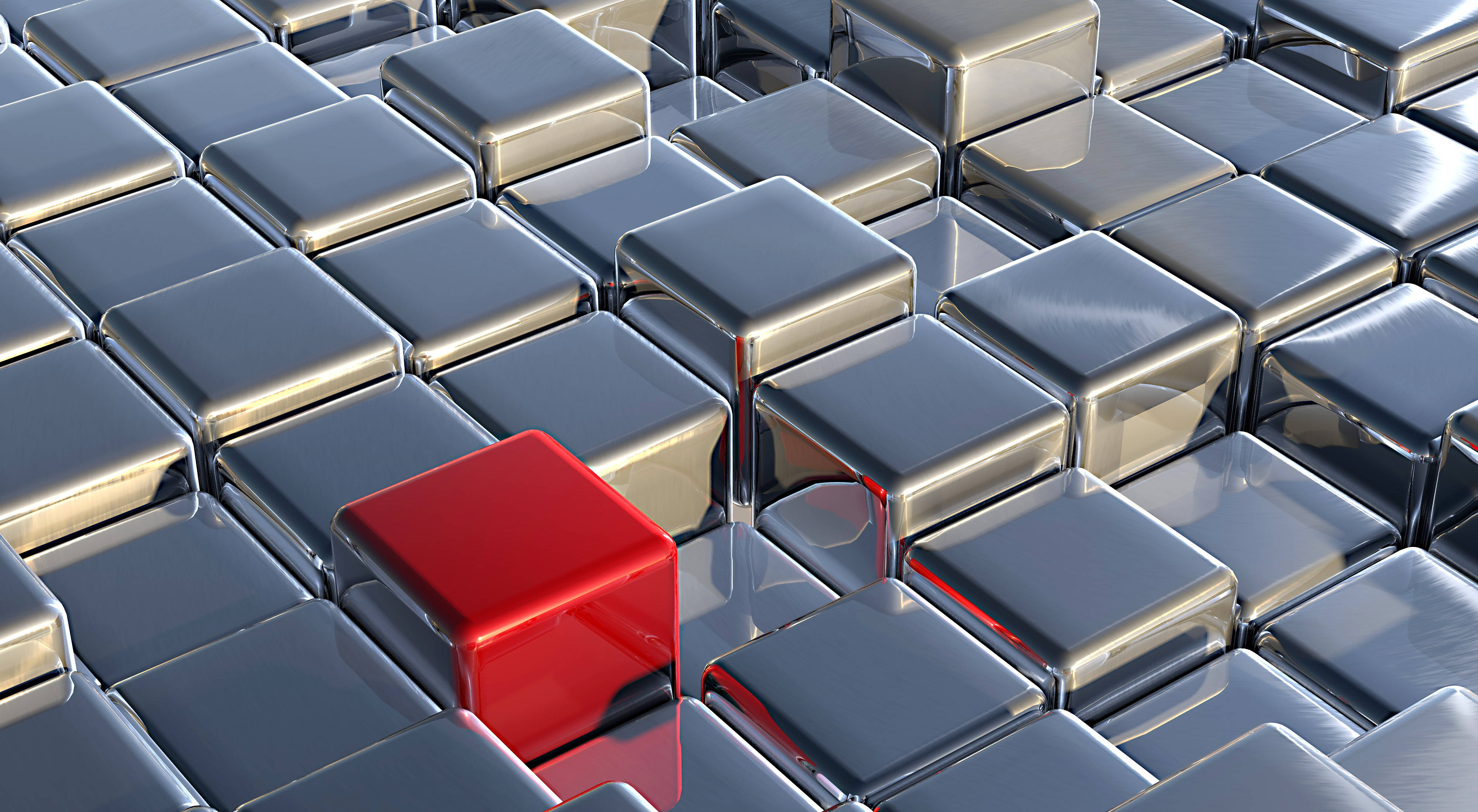 Metal Silver Red Cubes Background