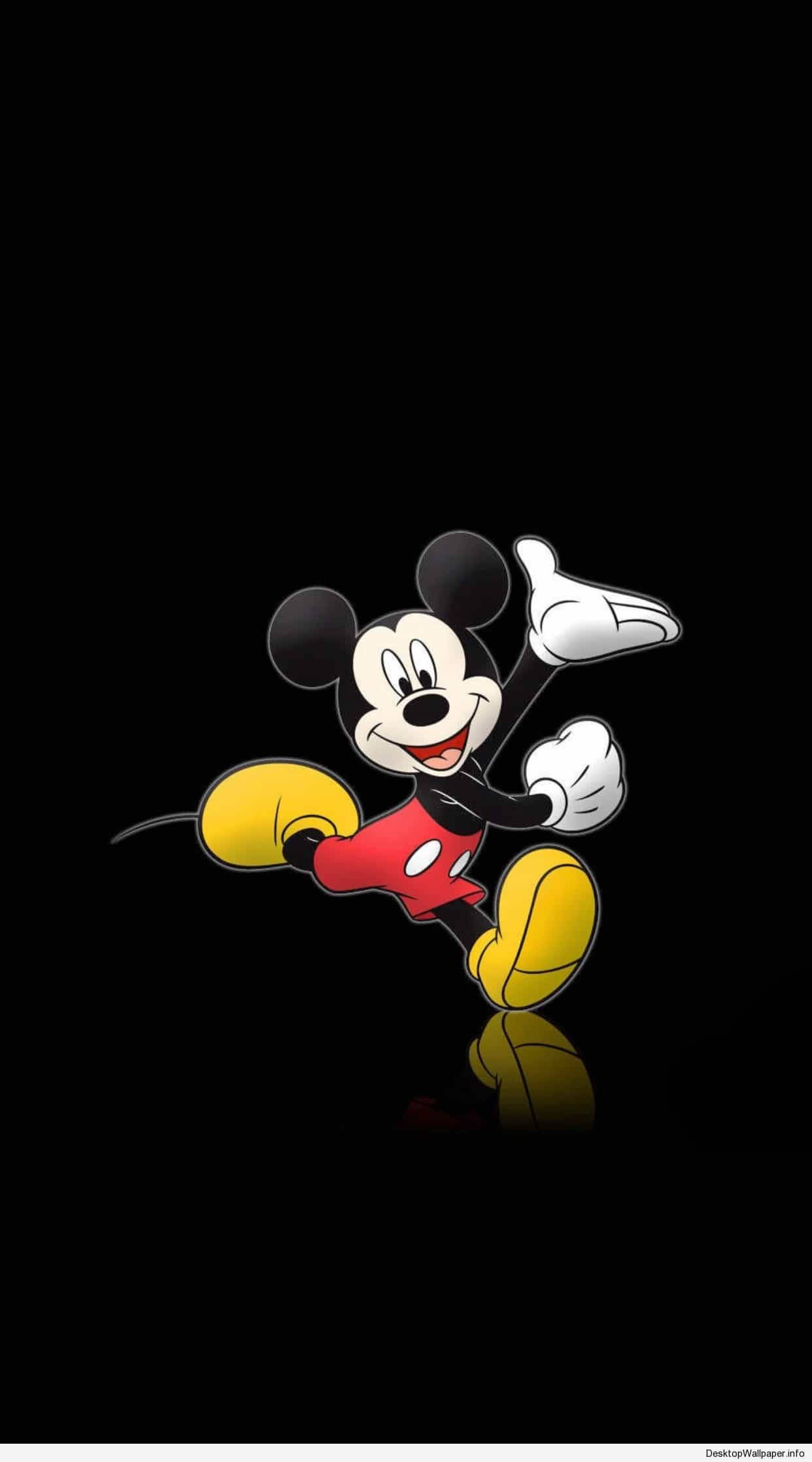 Mickey Mouse On Black Background Background