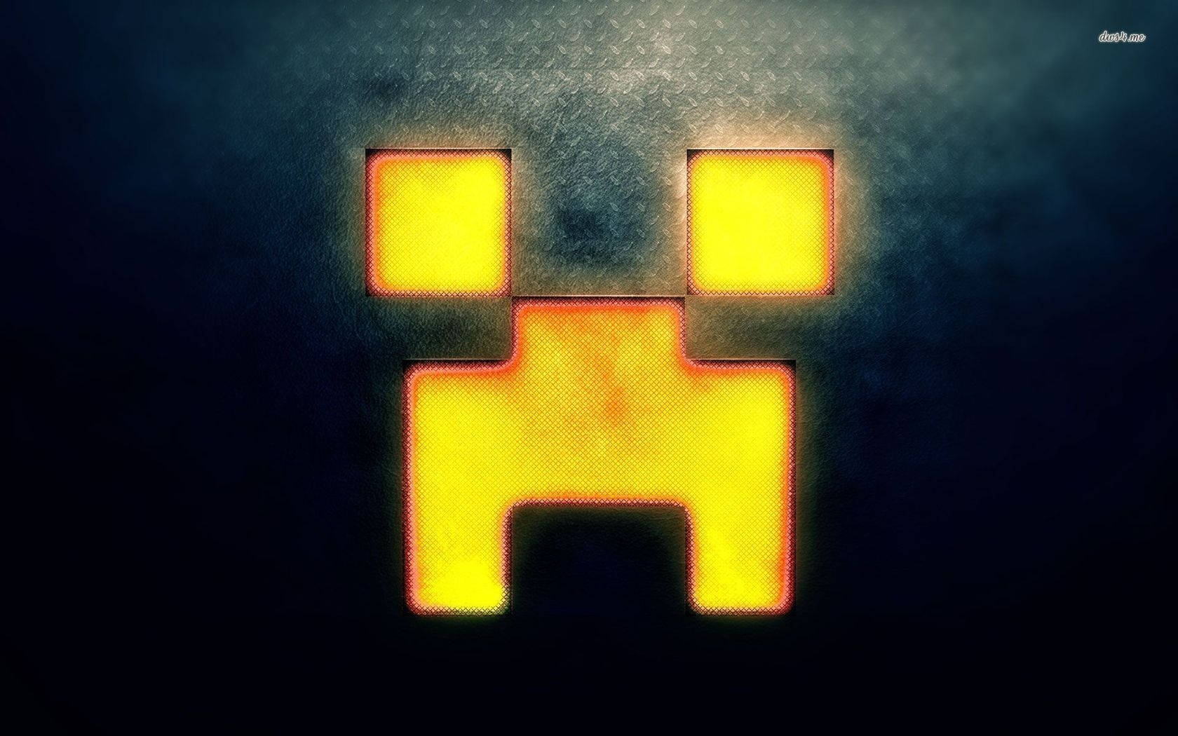 Minecraft Glowing Orange Creeper Face Background