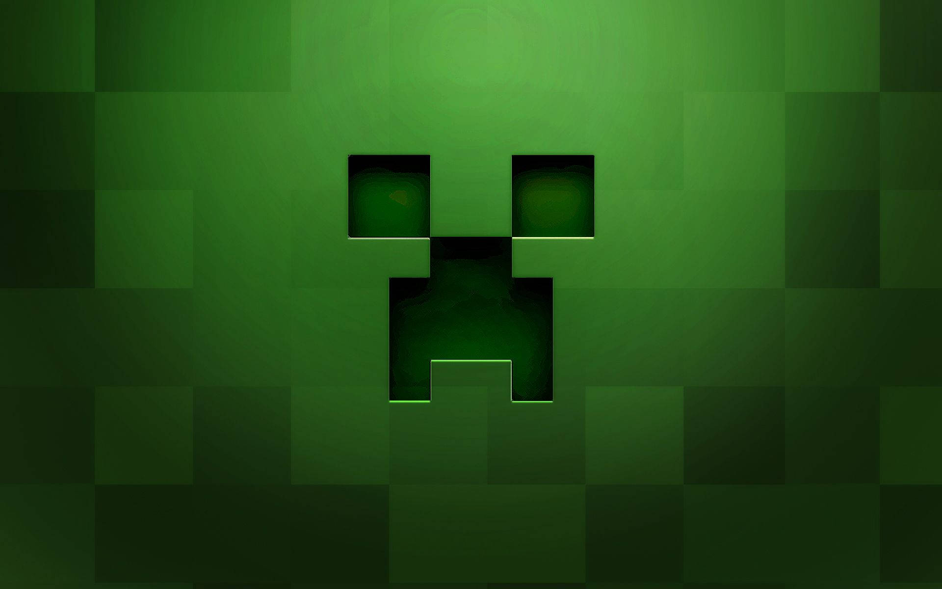 Minecraft Green Creeper Face Pixel Background