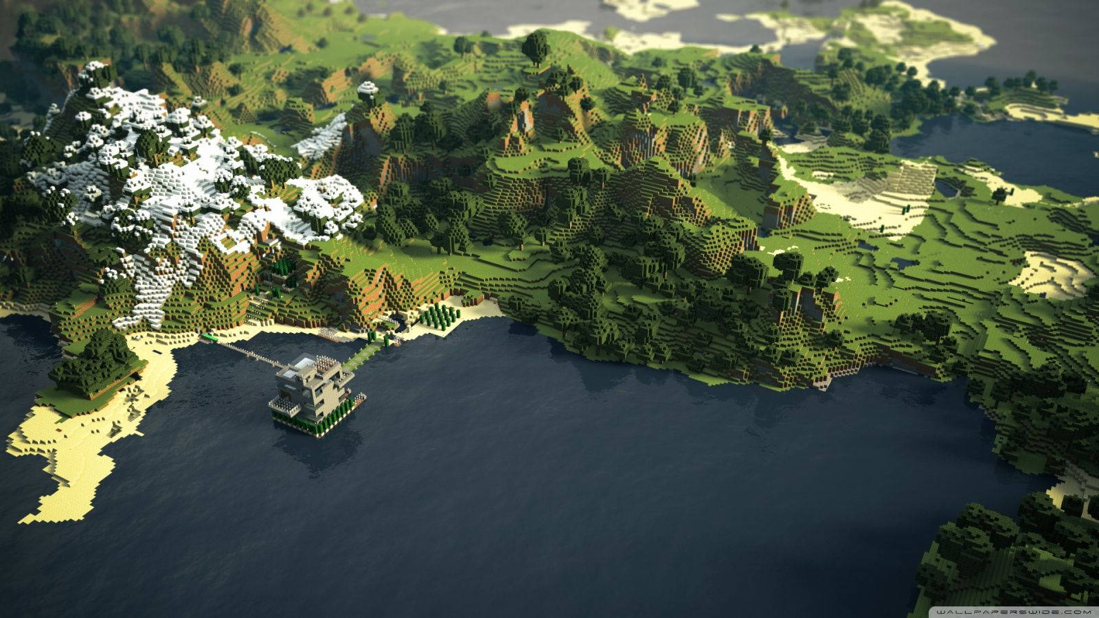 Minecraft Ocean Forest Landscape Background
