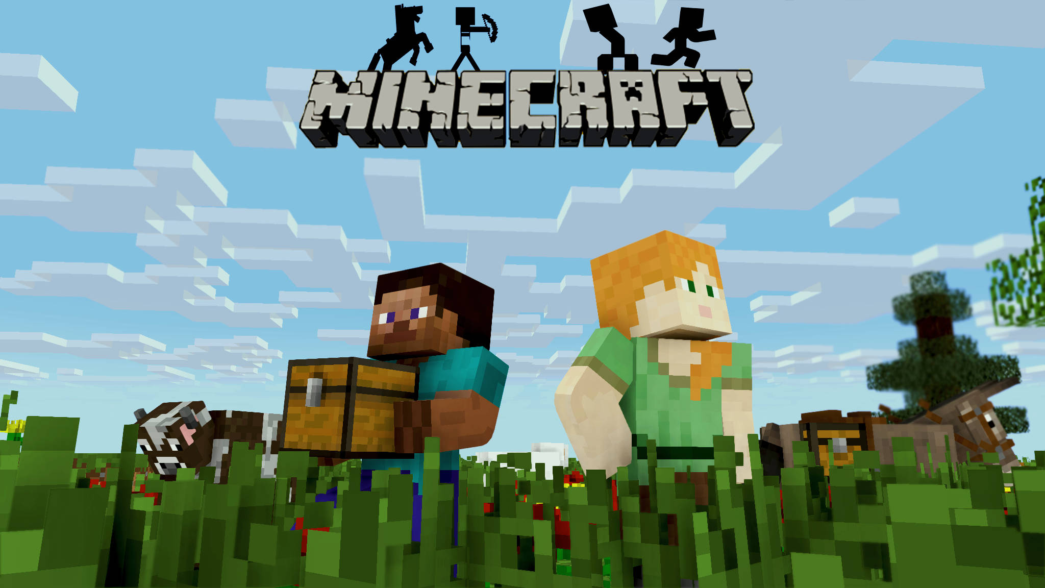 Minecraft Steve And Alex Background
