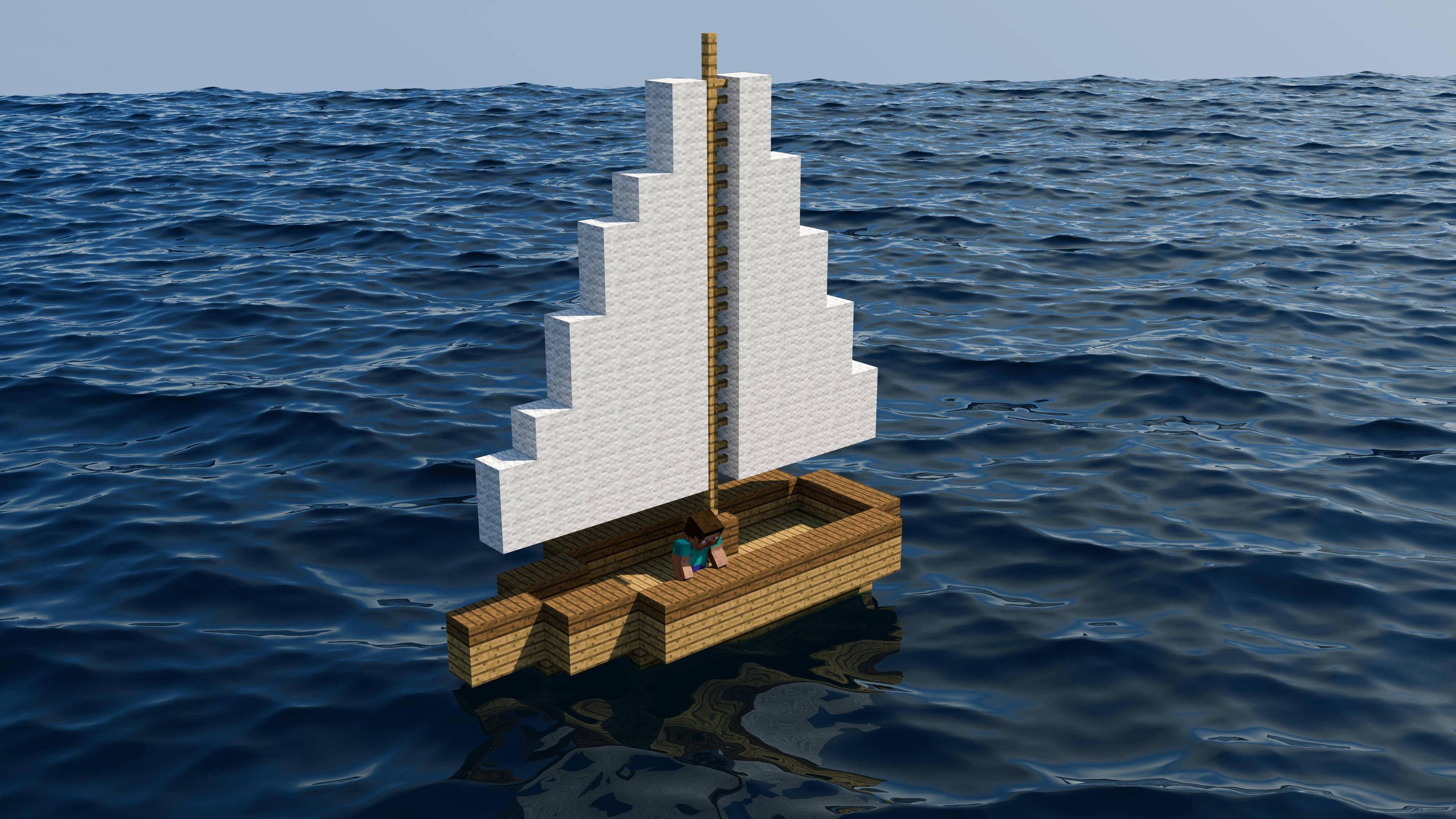 Minecraft Steve In Boat Background