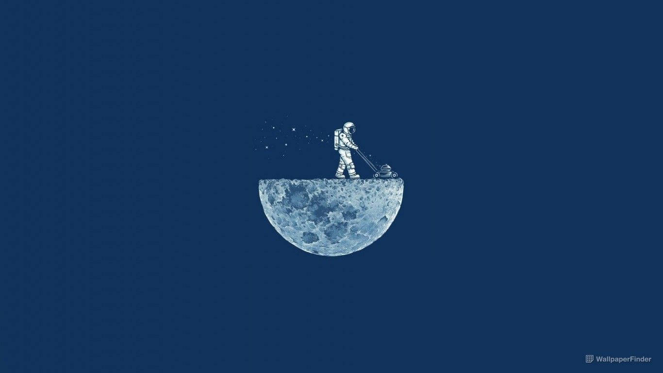Minimalist Moon And Astronaut Background