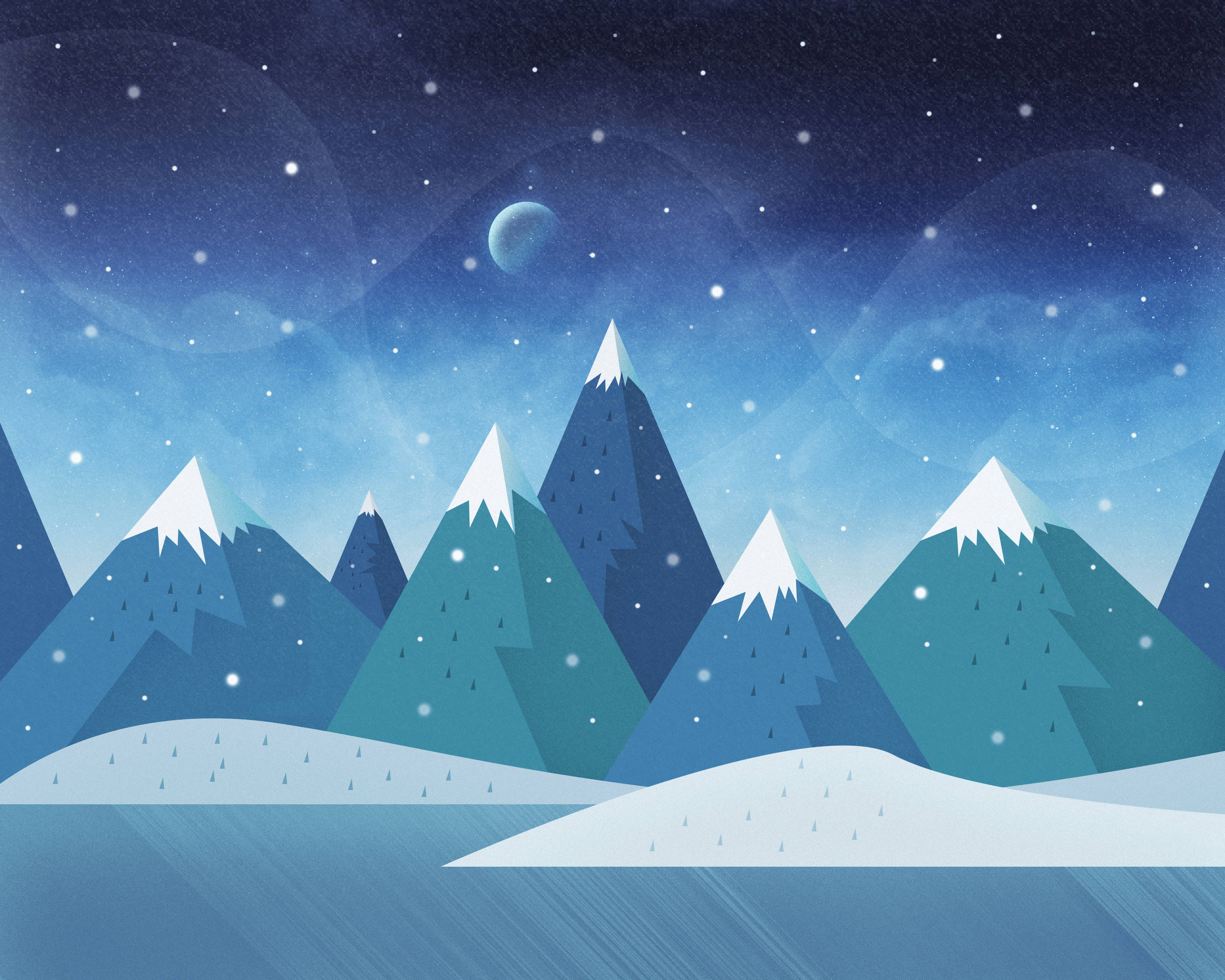 Minimalist Winter Holiday Mountains Background