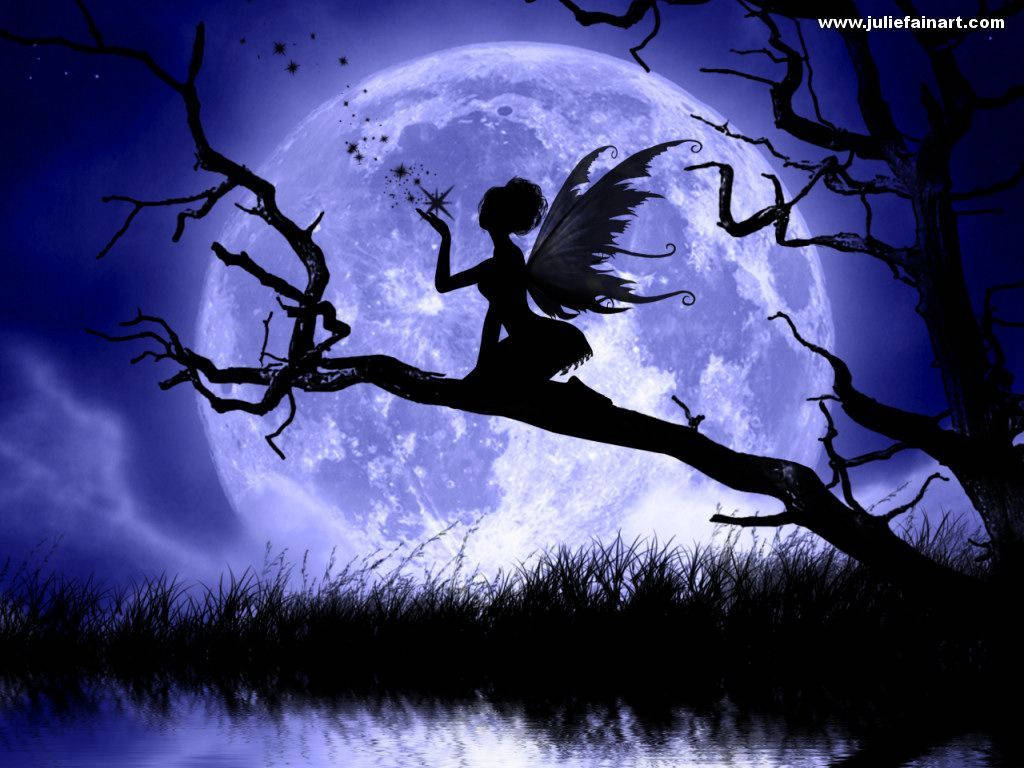 Moon Fairy Silhouette Background
