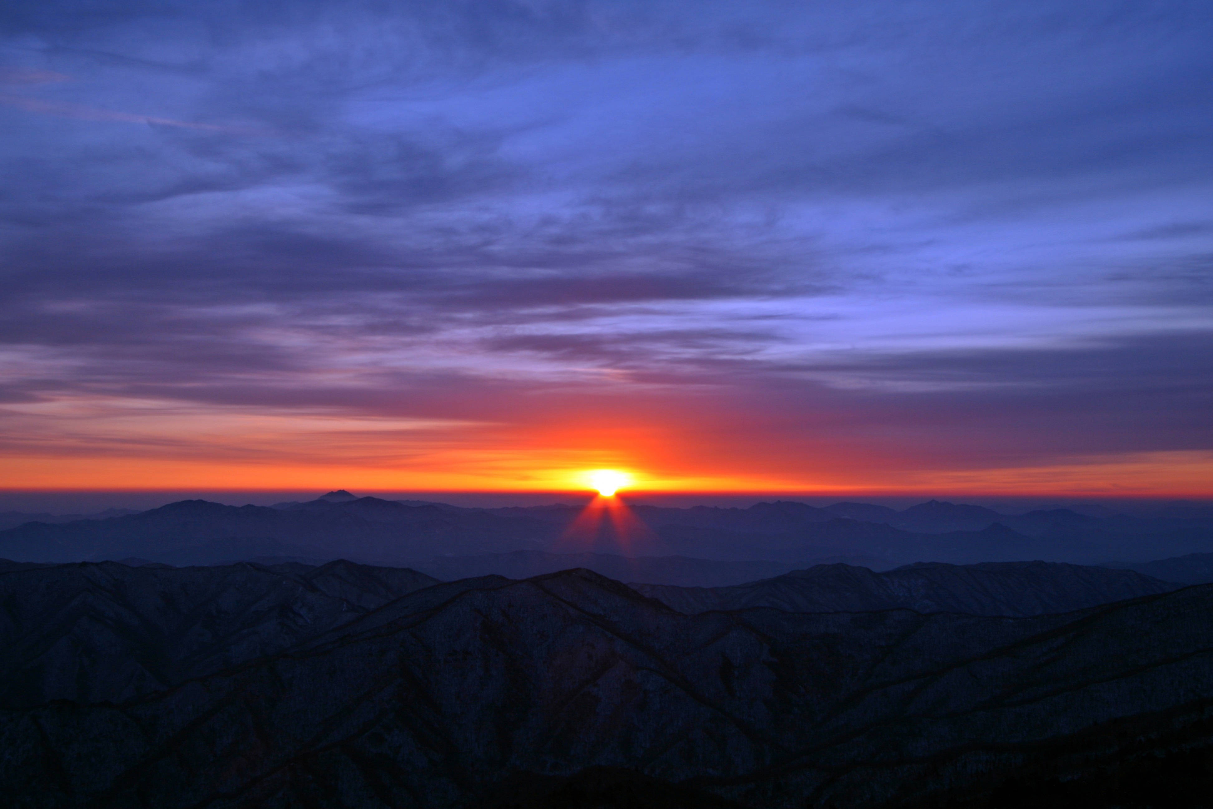 Mountain Horizon Dawn Sunrise Background
