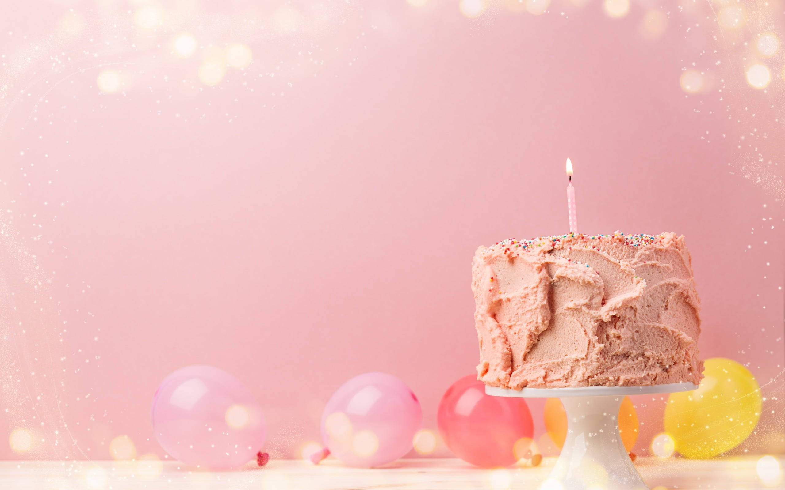 Download My Birthday Cake On Pastel Pink Background Wallpaper |  