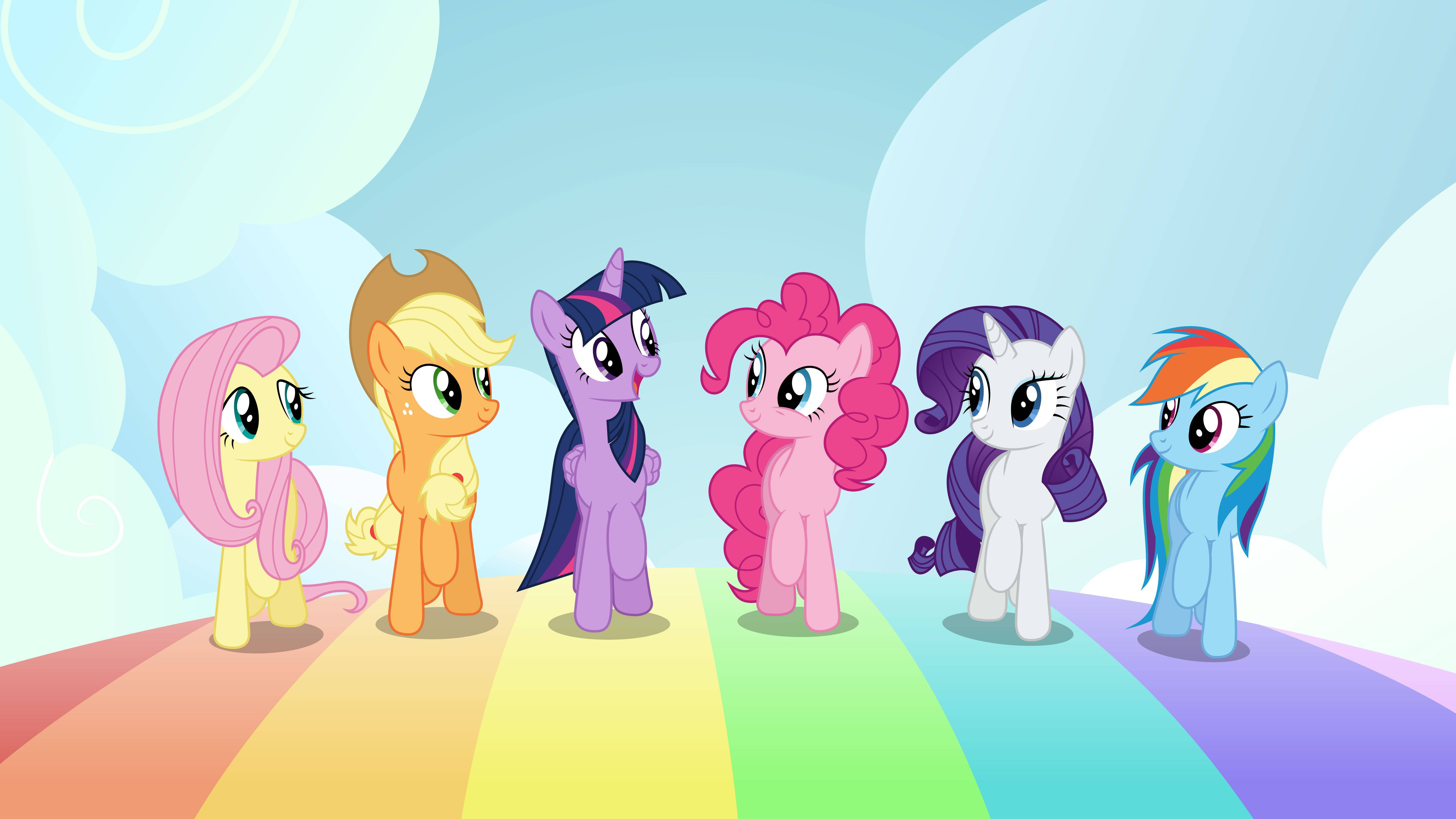 My Little Pony Mane 6 Rainbow Background