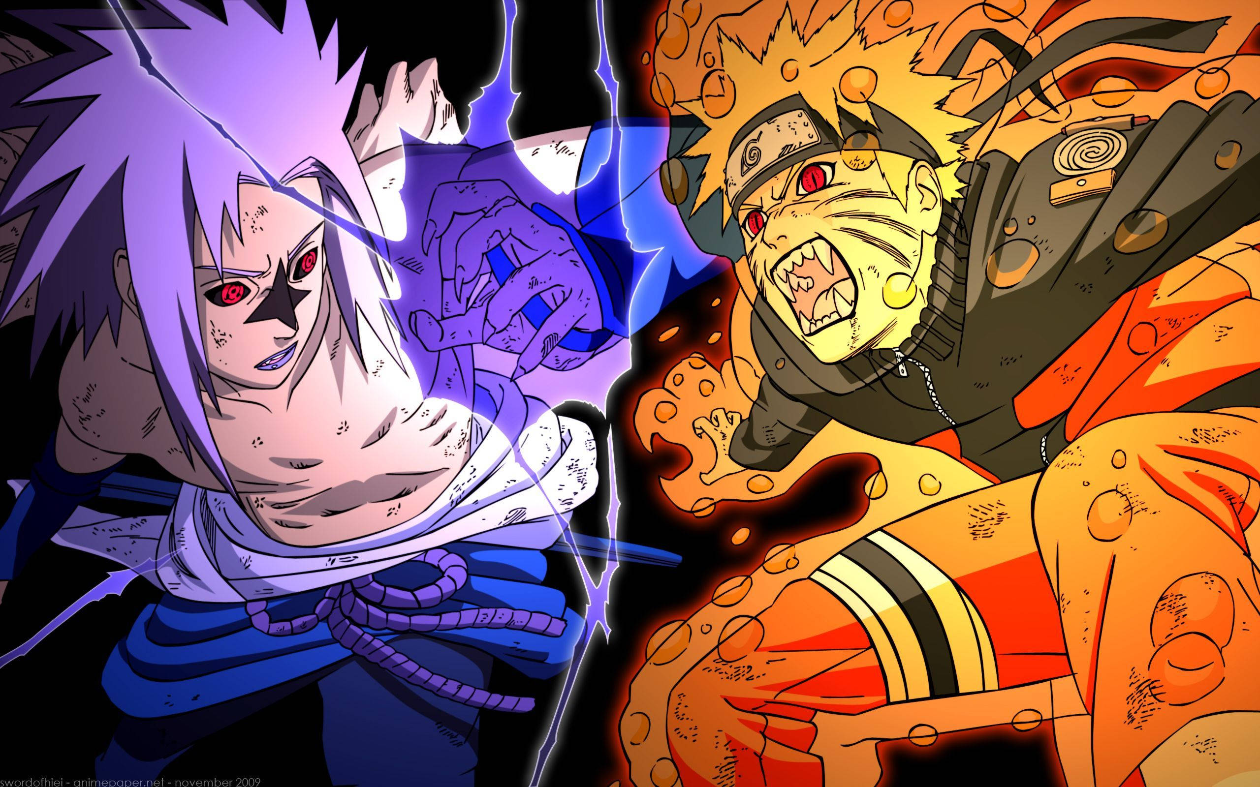 Naruto Jinchuuriki And Sasuke Sharingan Background