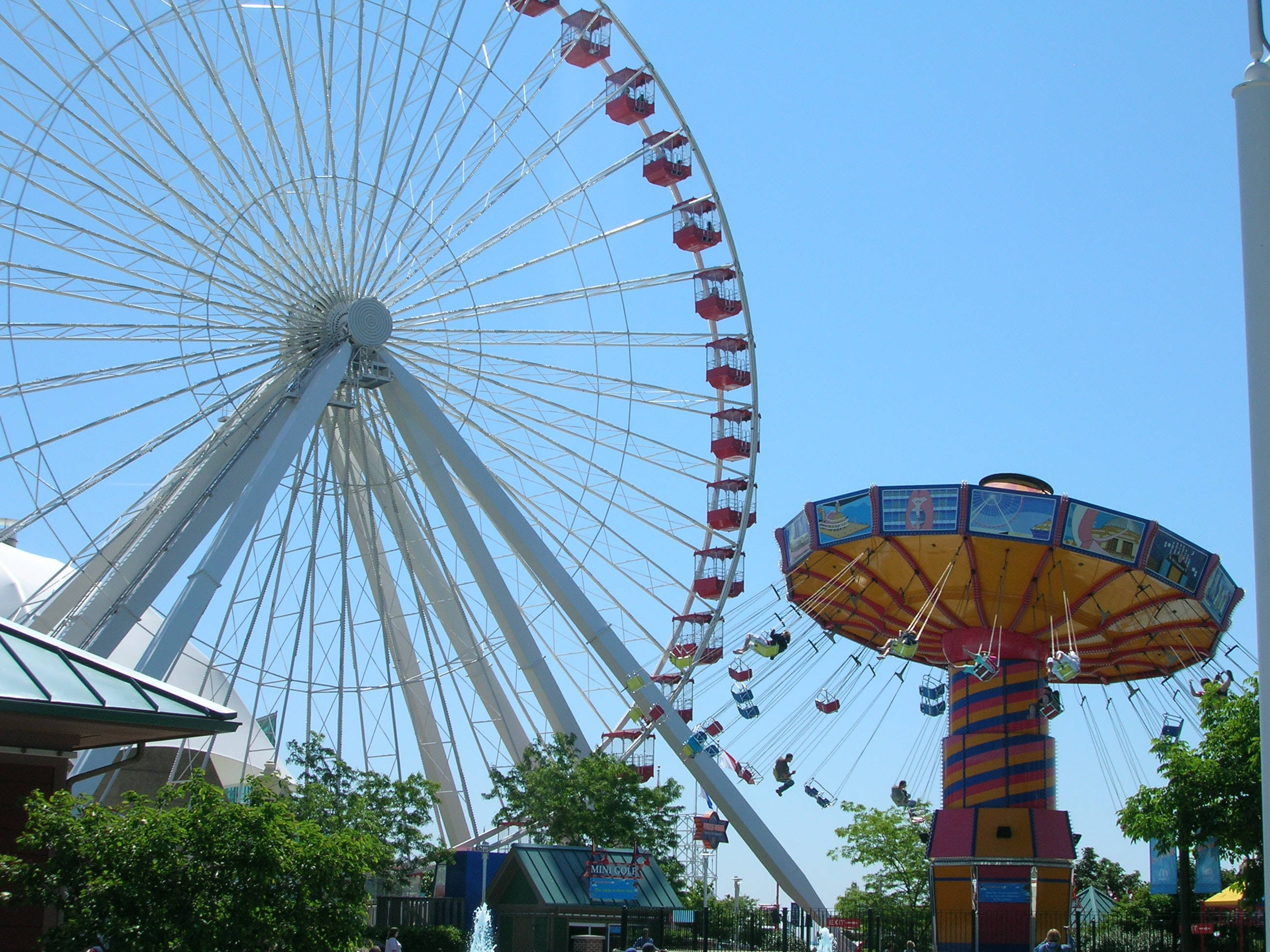 Download Navy Pier Wheel Swinger Attractions Wallpaper | Wallpapers.com