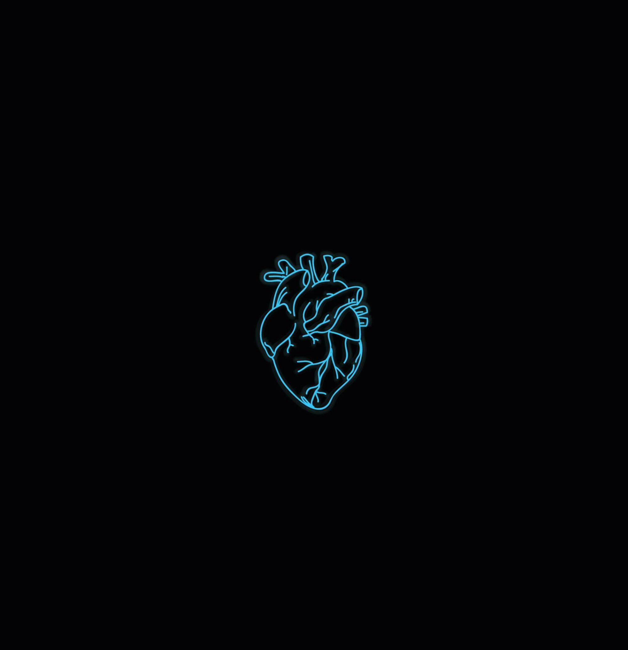 Download Neon Blue Aesthetic Human Heart Wallpaper 