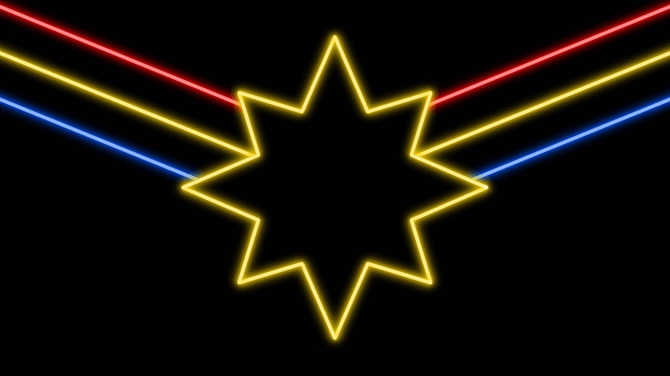 Neon Captain Marvel Logo Background