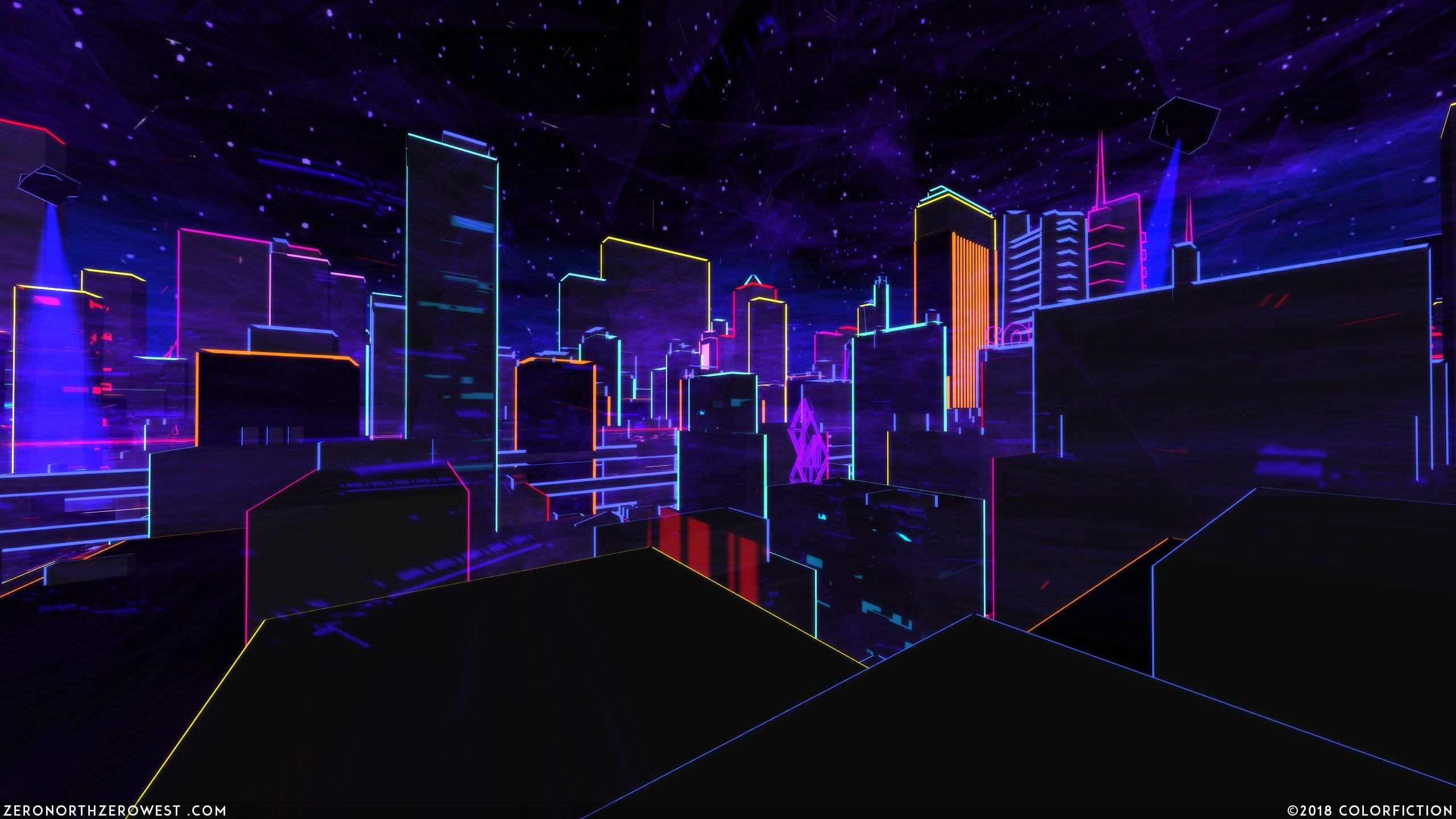 Neon City Outline Dark Glow Background