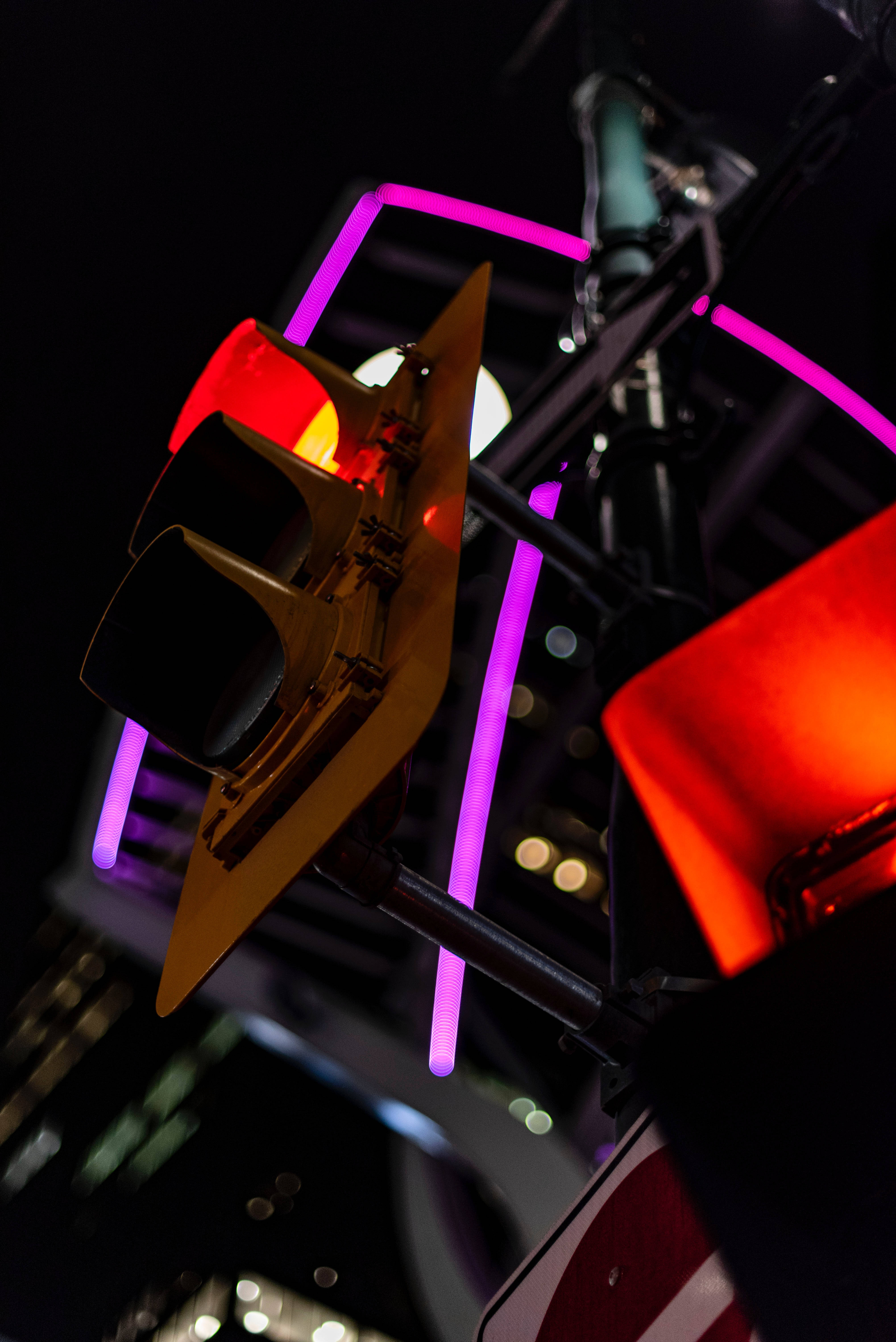 Neon City Traffic Light Background