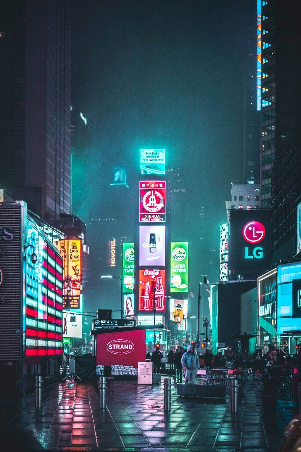 Neon City With Billboards Background