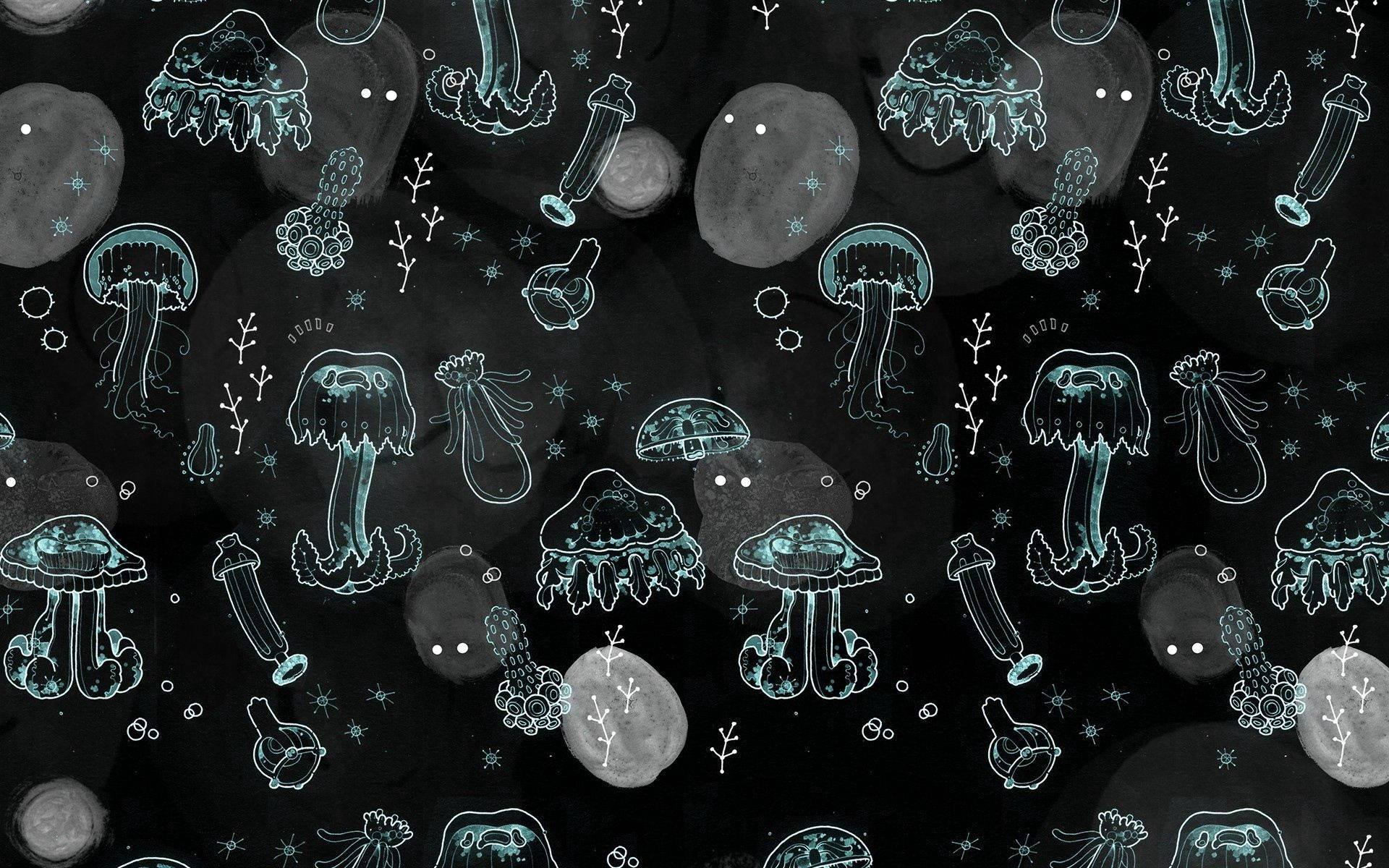 Neon Gray Jellyfish Aesthetic Background