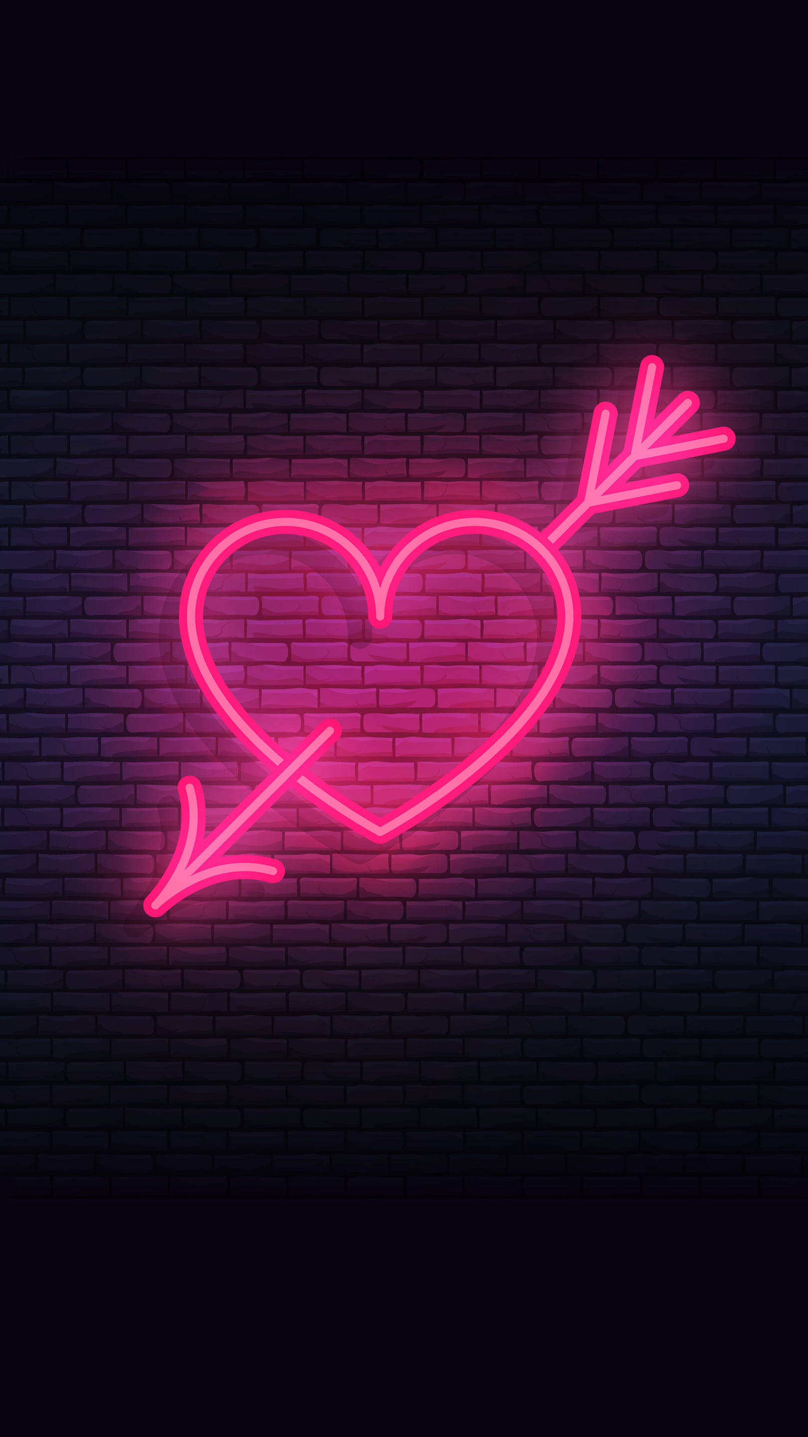Download Neon Pink Arrow Heart Wallpaper 